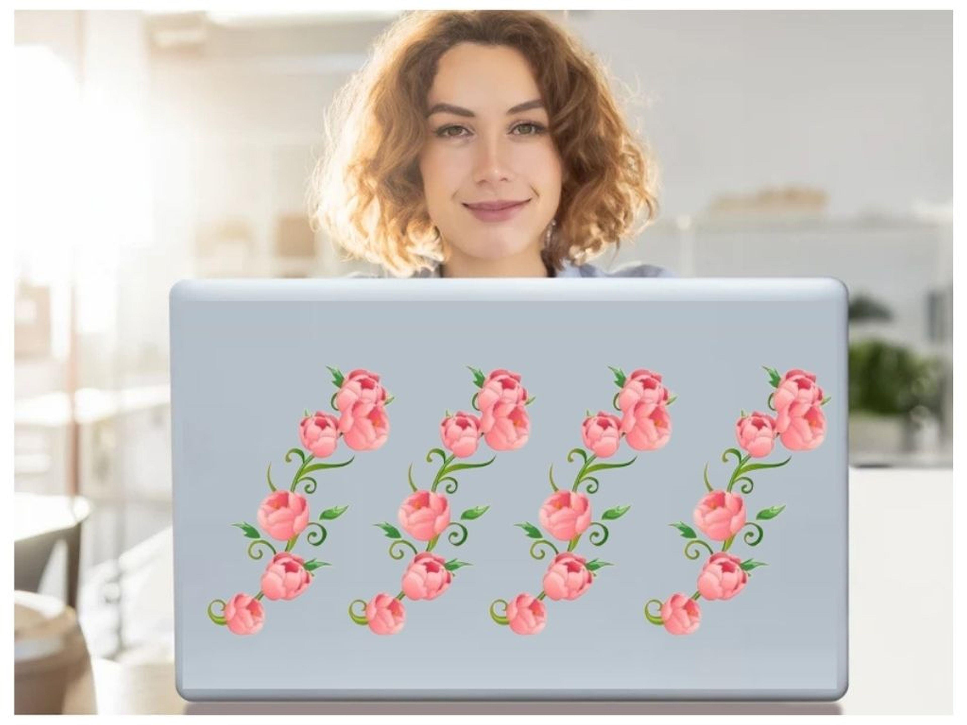 2 Adet Defter Sticker,Laptop Sticker Pembe Güllü Pvc 70X50X0,5Cm