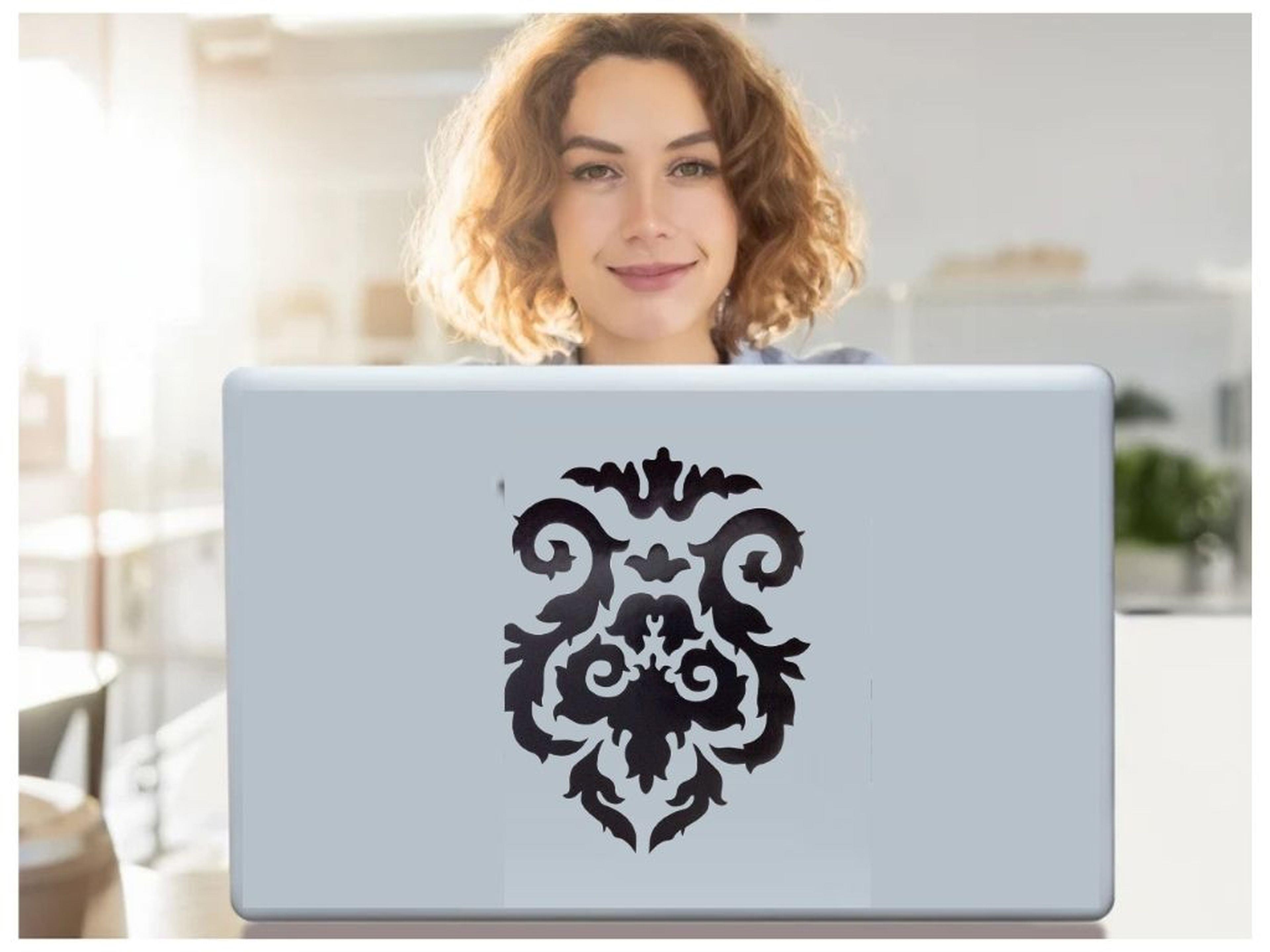 2 Adet Defter Sticker,Laptop Sticker  Siyah Çiçekli Pvc 48X33X0,5Cm