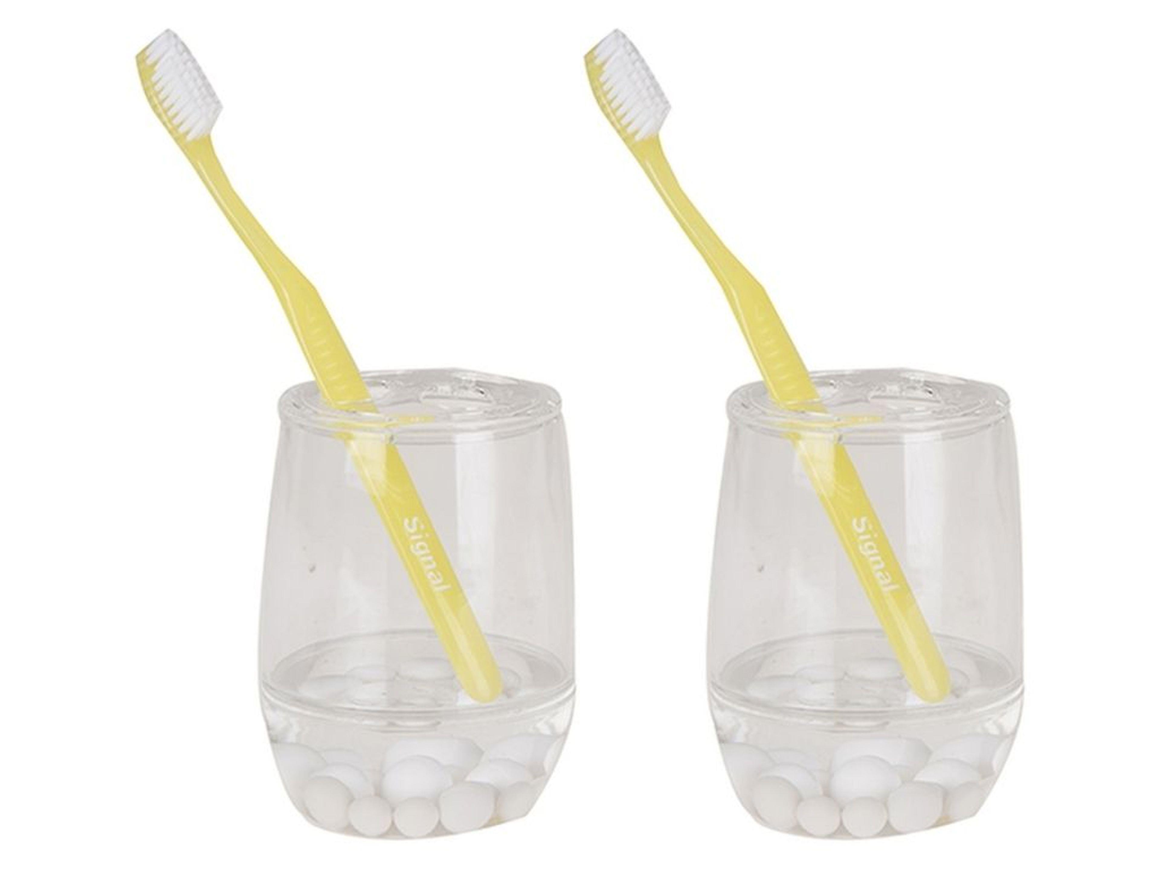 2 Adet Diş Fırçalık Beyaz İncili Akrilik 8X8X11Cm Banyo Seti  