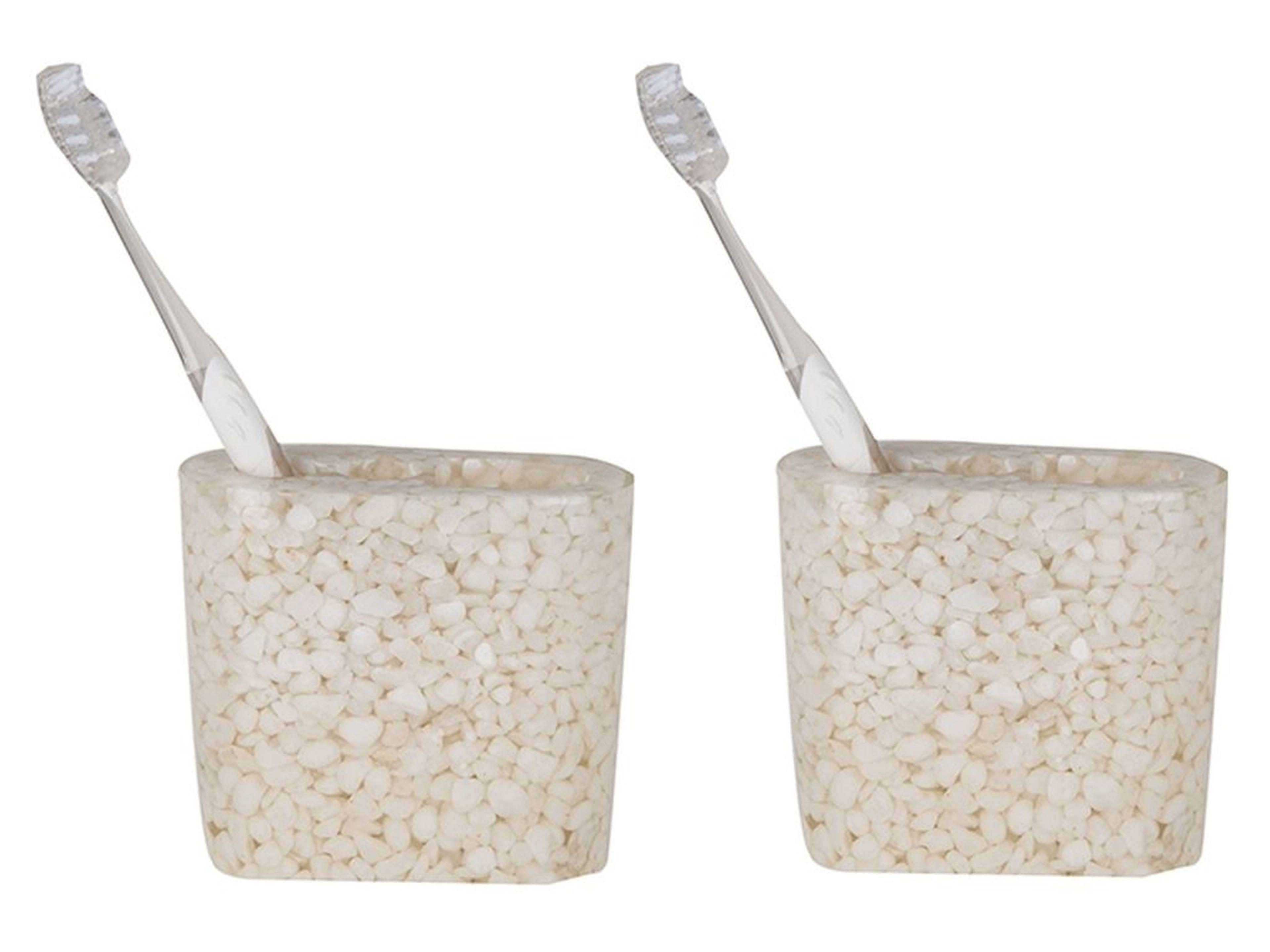 2 Adet Diş Fırçalık Deniz Taşı El Yapımı 400 Gr 10X5X9Cm Banyo Seti  