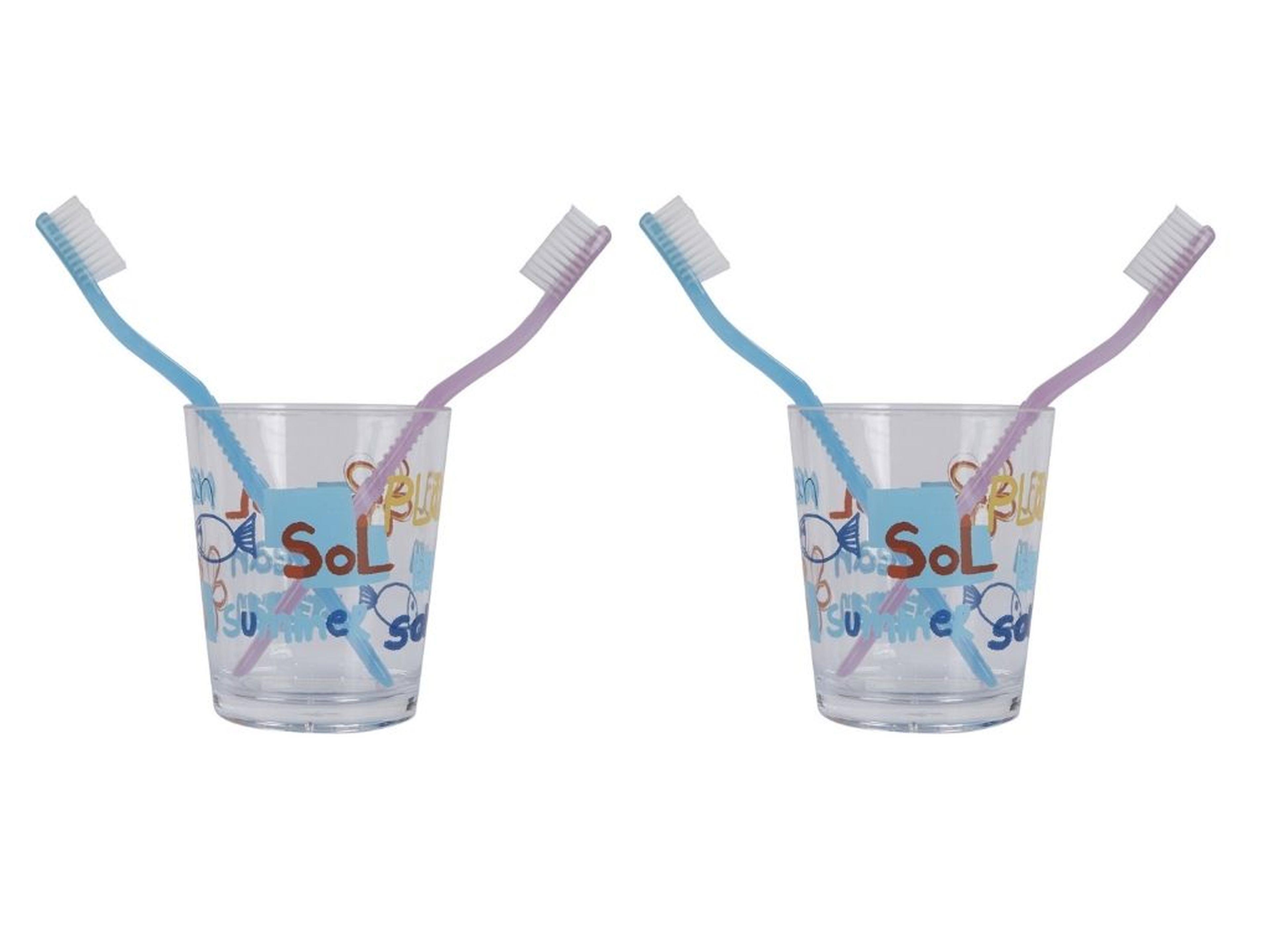 2 Adet Diş Fırçalık Ve Macun Kabı Deniz Desen Akrilik 8X8X9Cm  Banyo Seti  