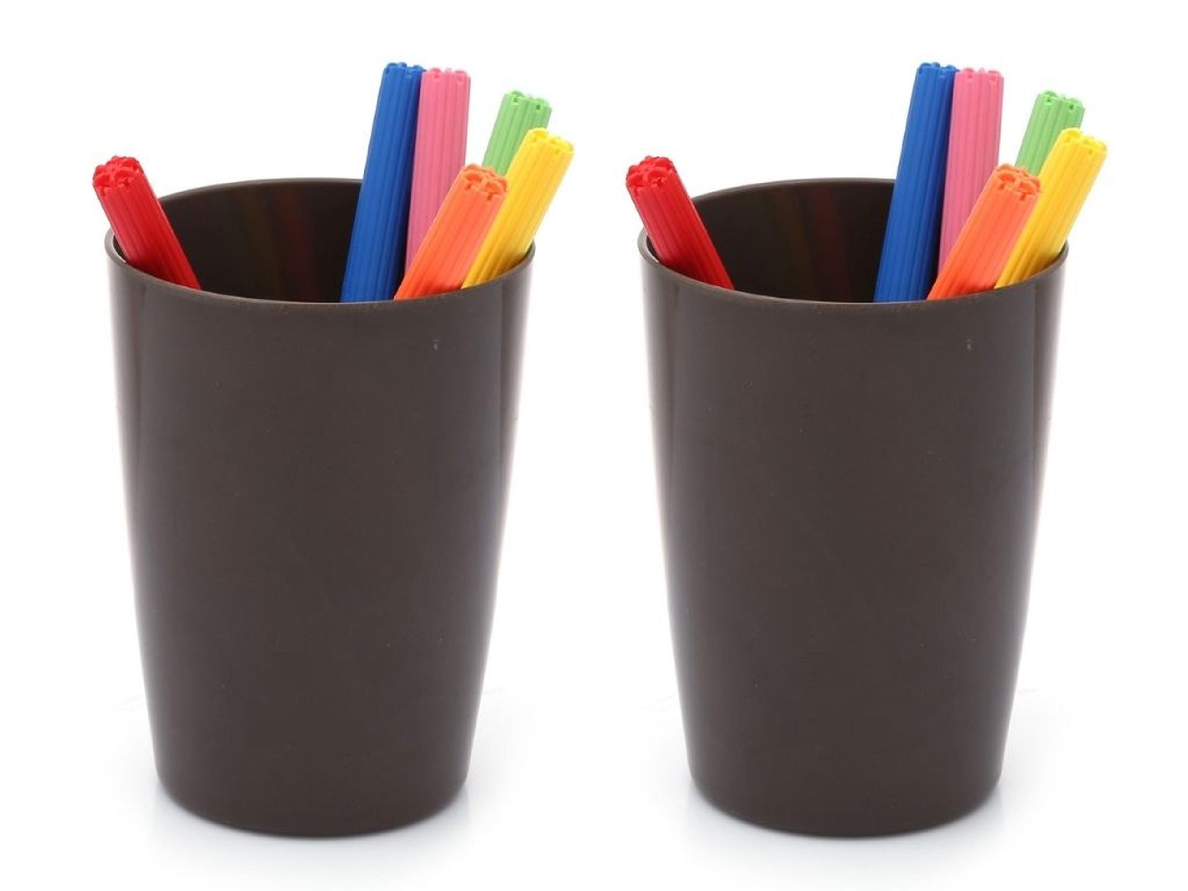 2 Adet Kalemlik Kahverengi Melamin Ofis Gereci 8X8X11Cm 320Ml