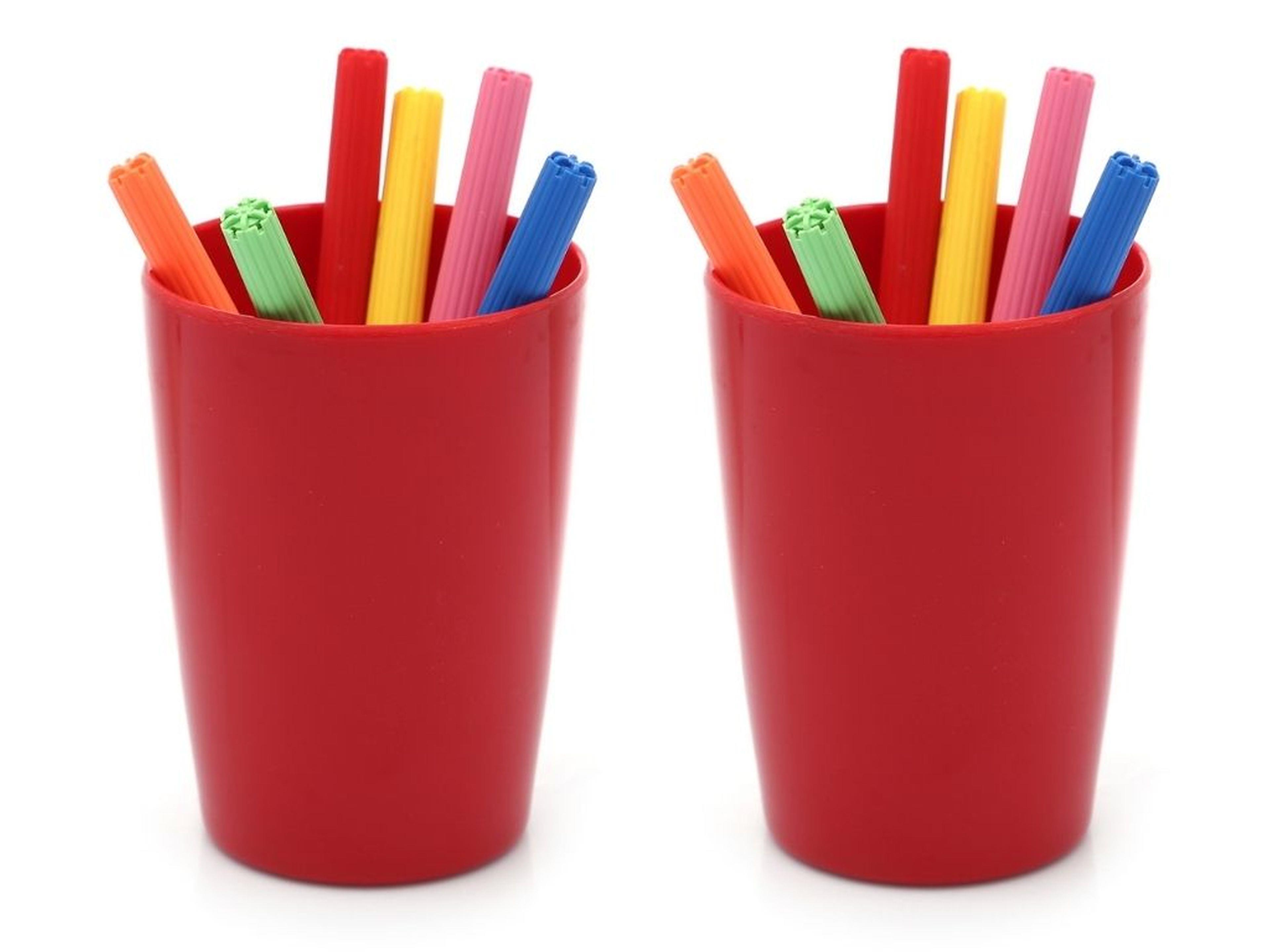 2 Adet Kalemlik Kırmızı Renkli Melamin Ofis Gereci 8X8X11Cm 320Ml