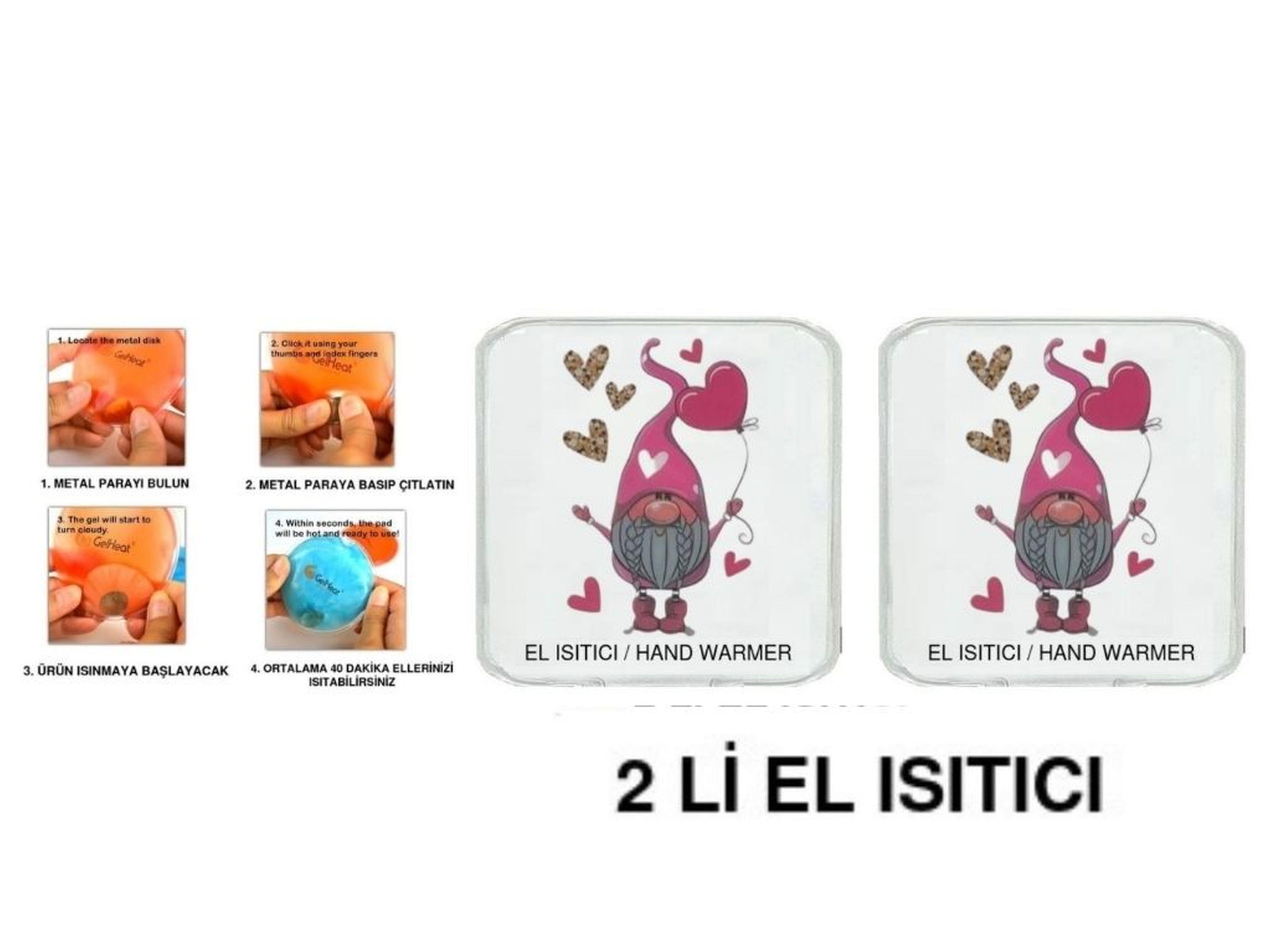 2 Adet Kalpli Noel Cücesi Cep Sobası,El Isıtıcı,Sıcak Su Torbası Pvc  10X9,5Cm