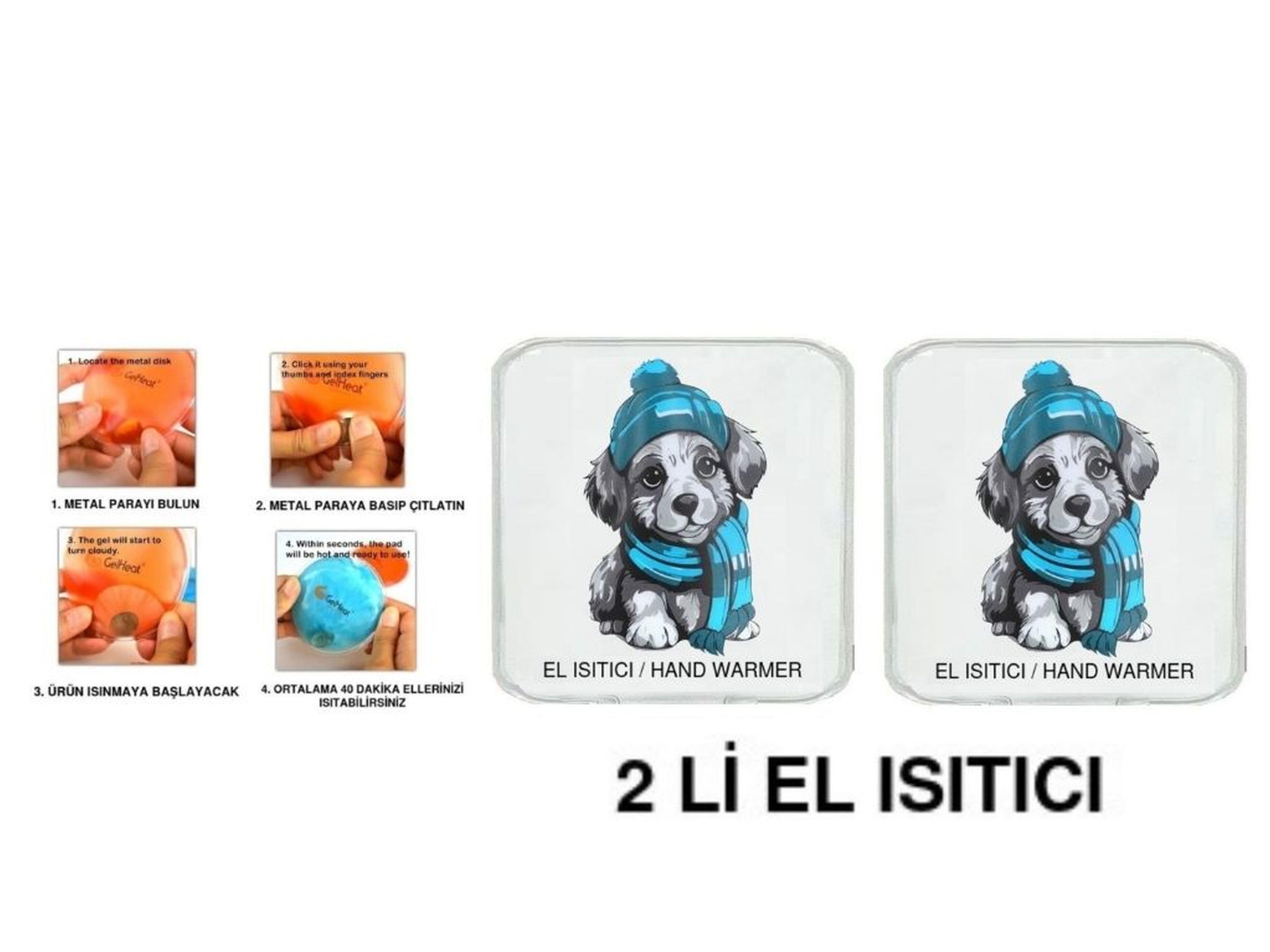 2 Adet Mavi Bereli Köpek Cep Sobası,El Isıtıcı,Sıcak Su Torbası Pvc  10X9,5Cm