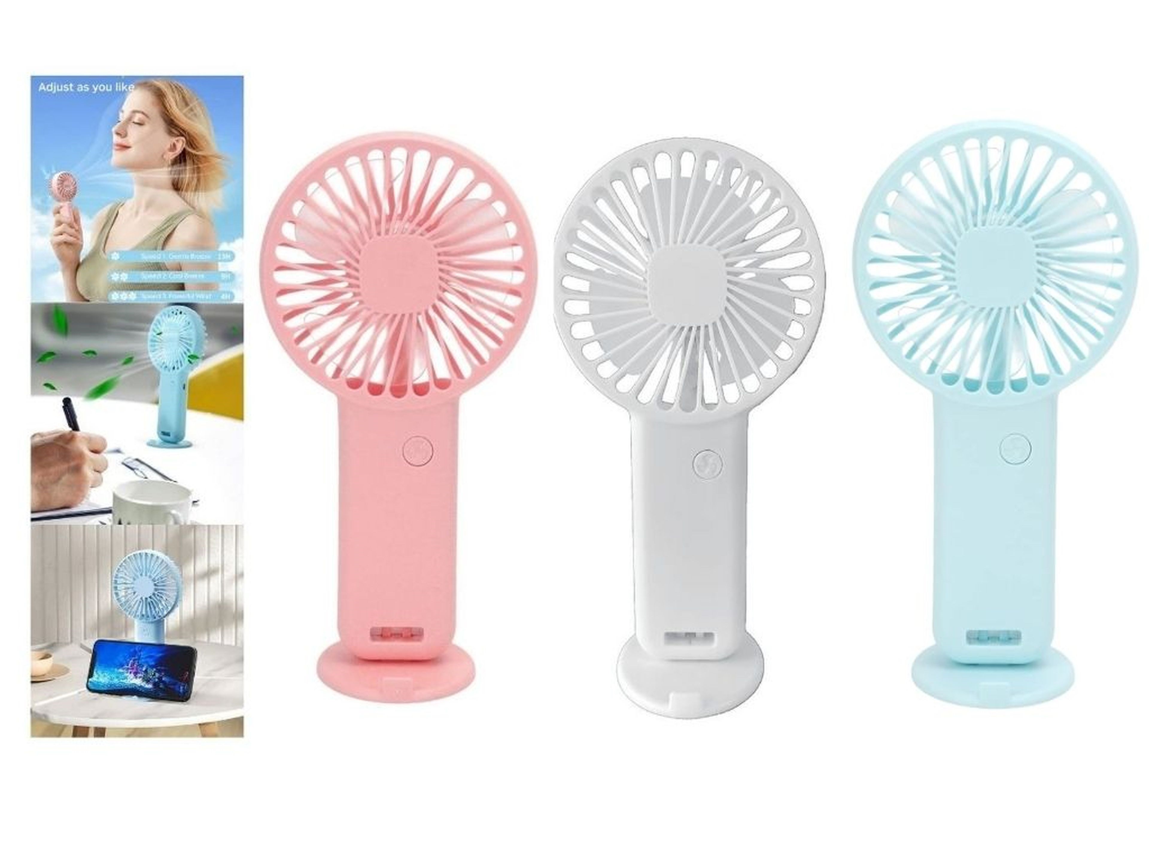 3 Adet Mini Fan,Telefon Tutucu,Portatif El Vantilatörü Asorti  9,3X19Cm Usb Şarjlı El Fanı