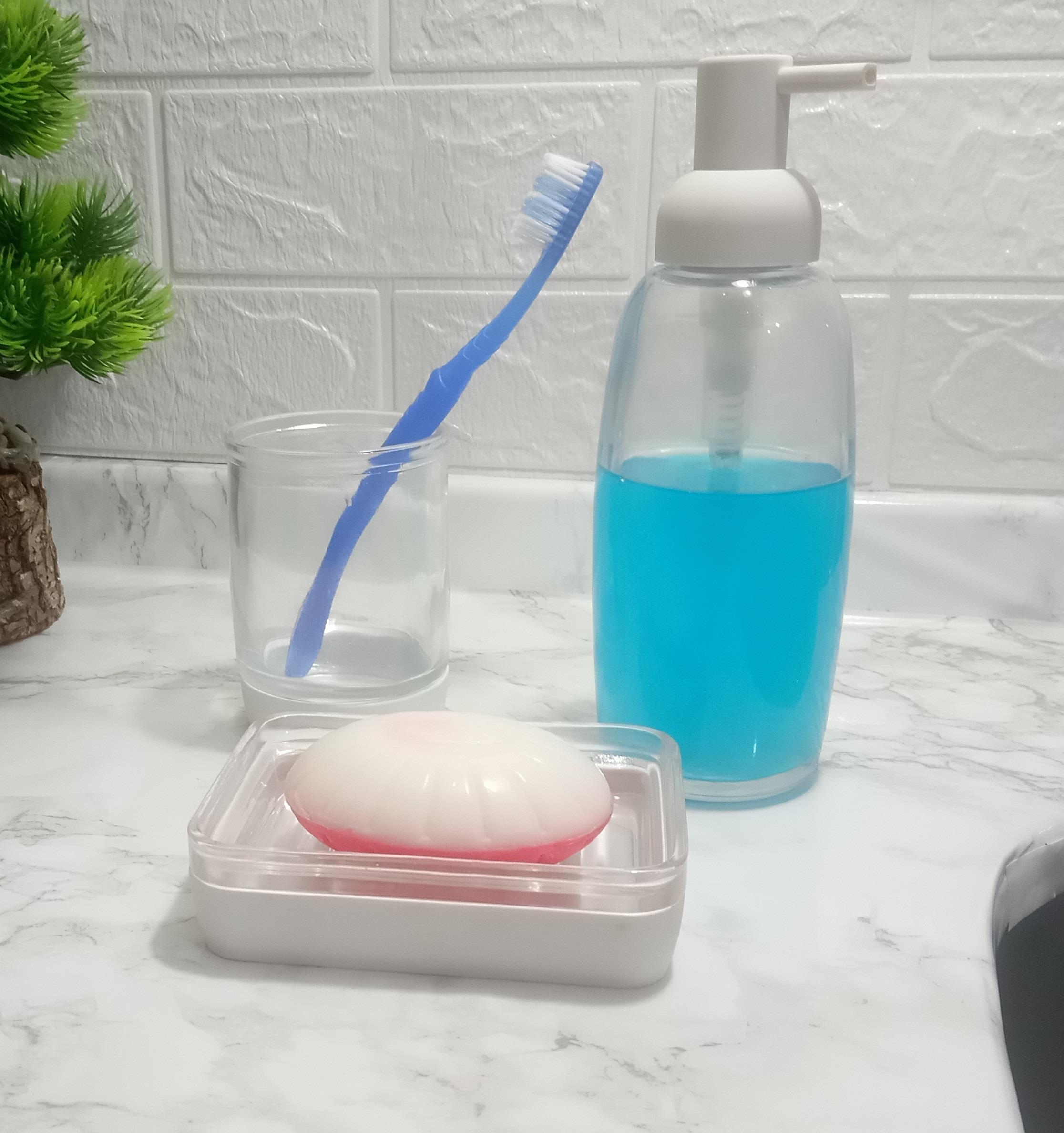 3 Lü Banyo Seti Beyaz Cam  20X20X10Cm