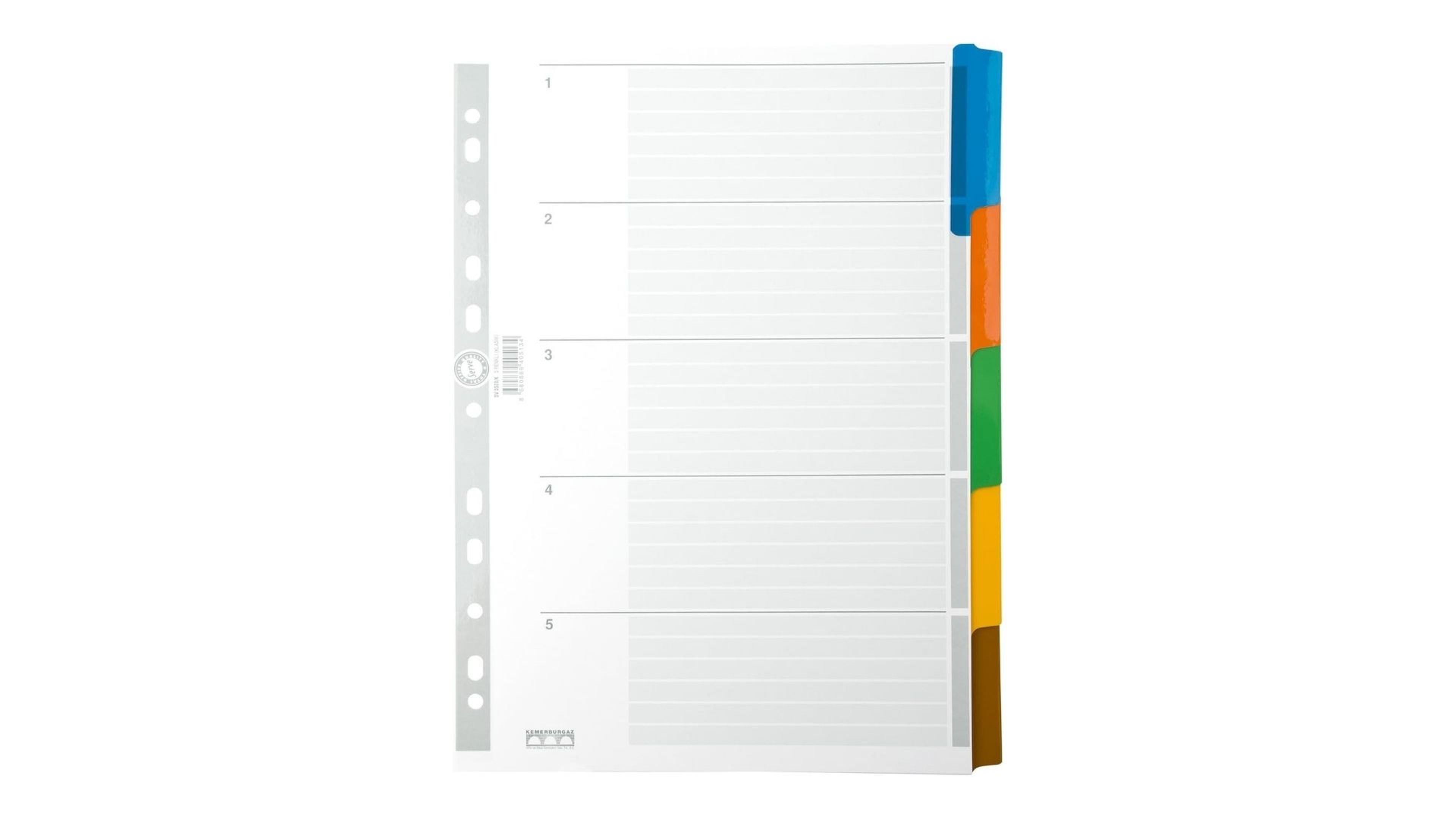 A4 Renkli Ayraç Seperatör Karton Kapak Ve 5 Ayırma Sayfası 