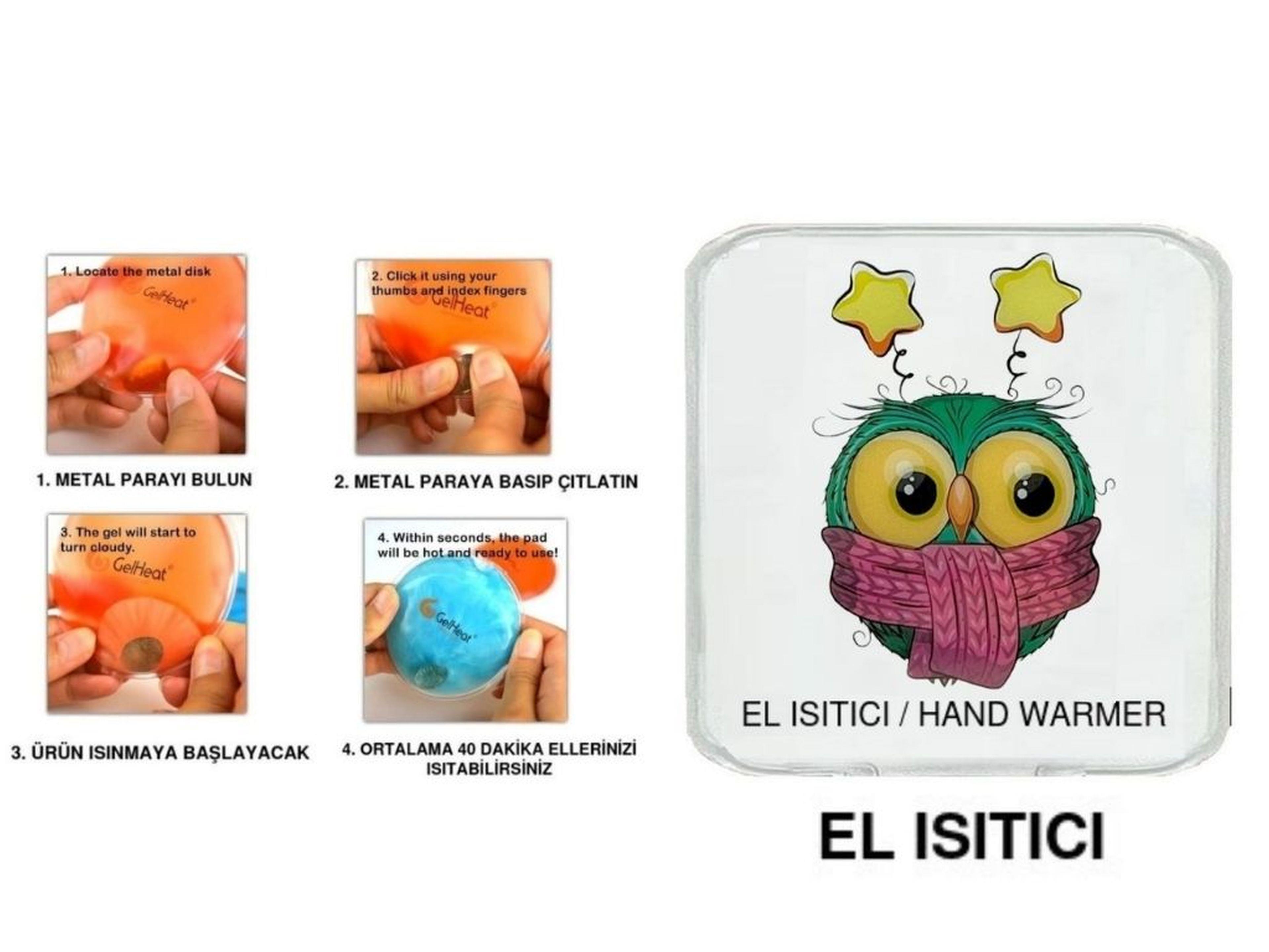 Atkılı Baykuş Cep Sobası,El Isıtıcı,Sıcak Su Torbası Pvc  10X9,5Cm