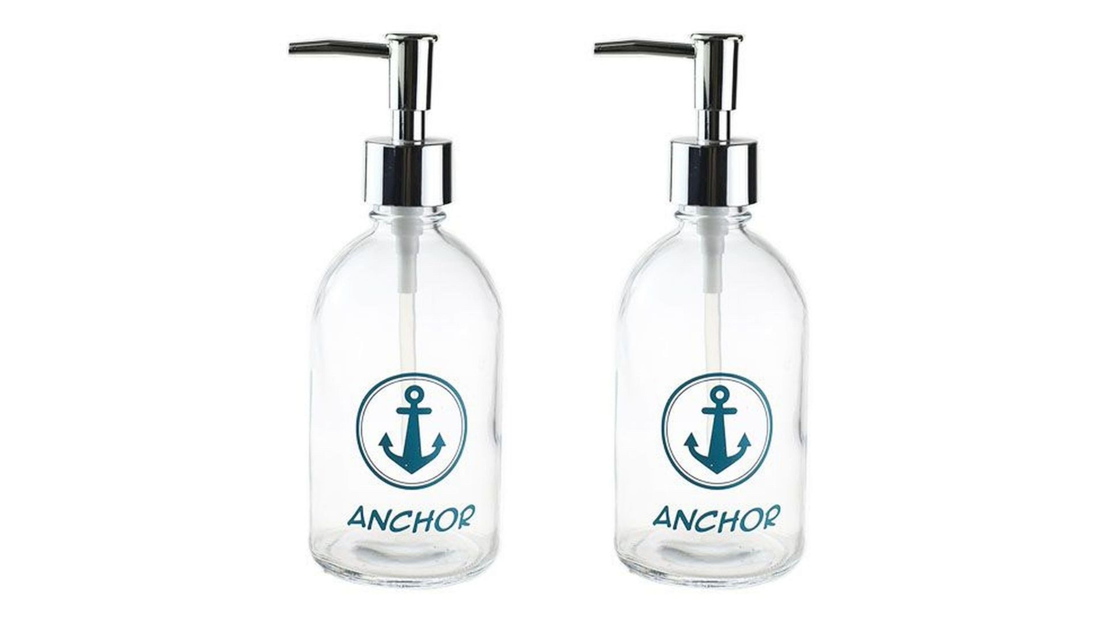 Banyo Seti Cam Sıvı Sabunluk 2 Adet,Çapa Yazılı 6x6x10cm 250ml