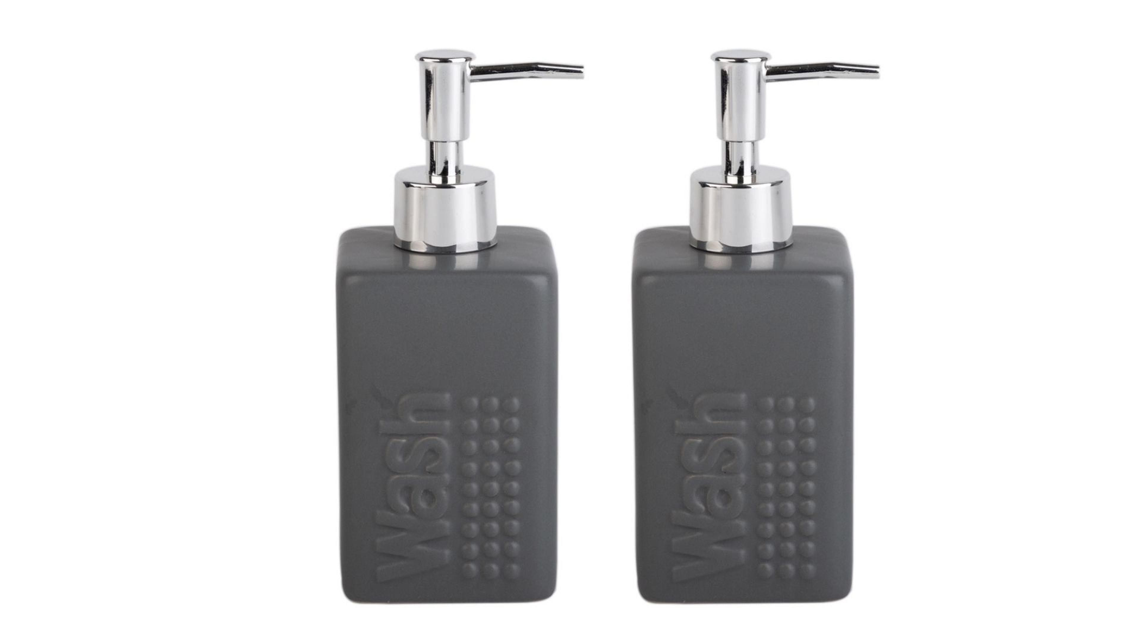 Banyo Seti Seramik Sıvı Sabunluk 2 Adet Koyu Bej Modern 7X7X17Cm 300Ml