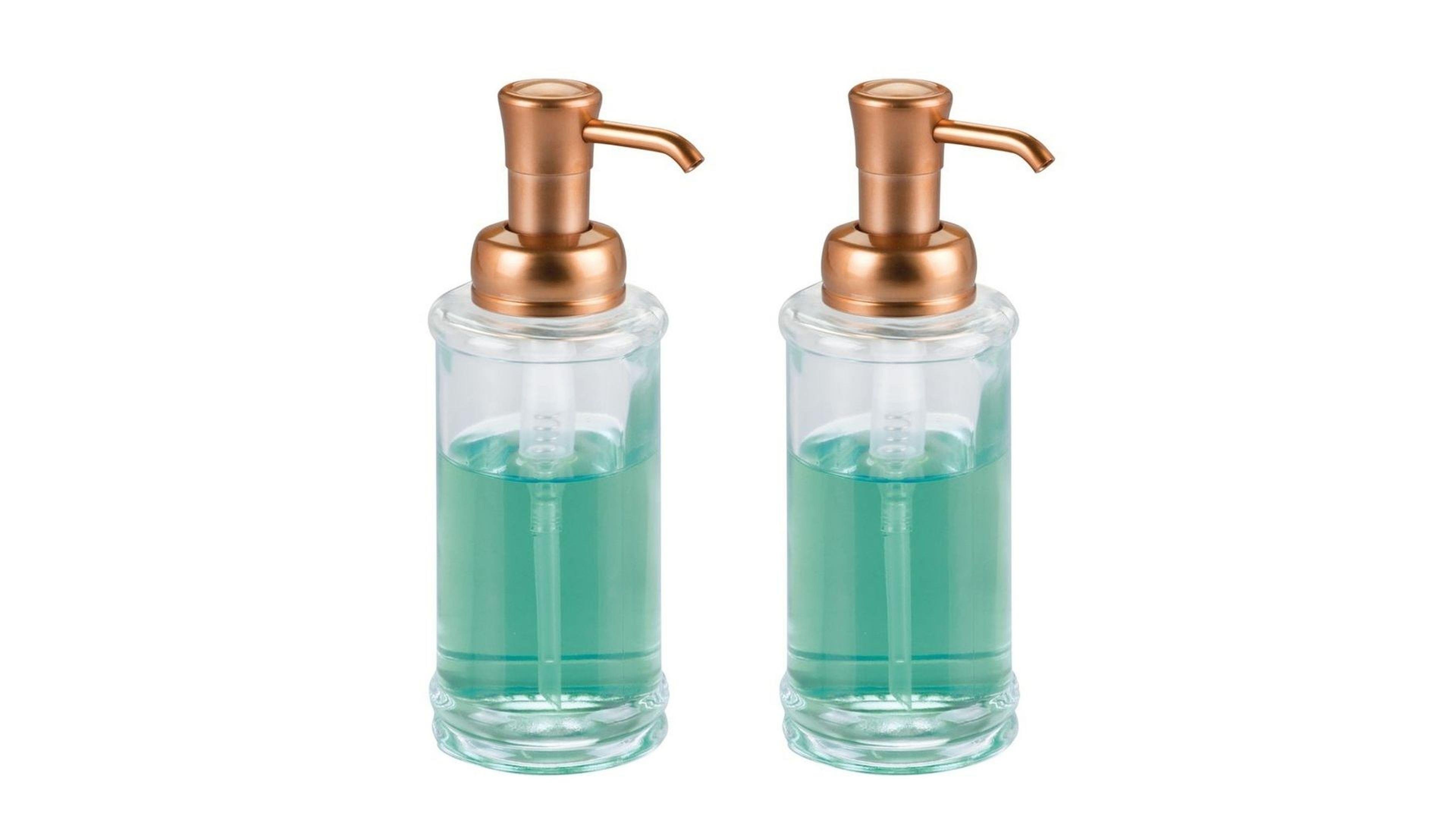Banyo Seti Sıvı Sabunluk 2 Adet Cam Altın Pirinc Pompalı 7X7X20Cm 325Ml
