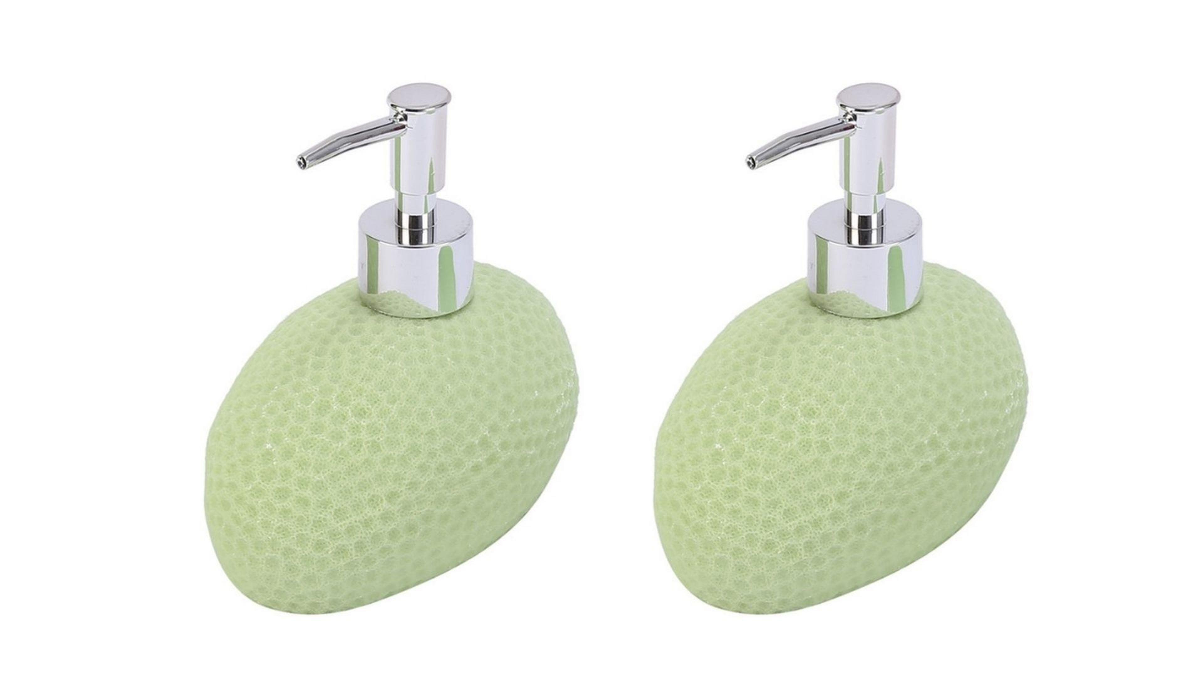 Banyo Seti Sıvı Sabunluk 2 Adet Yeşil Petek Desenli Poliresin 14x8x14cm 400ml