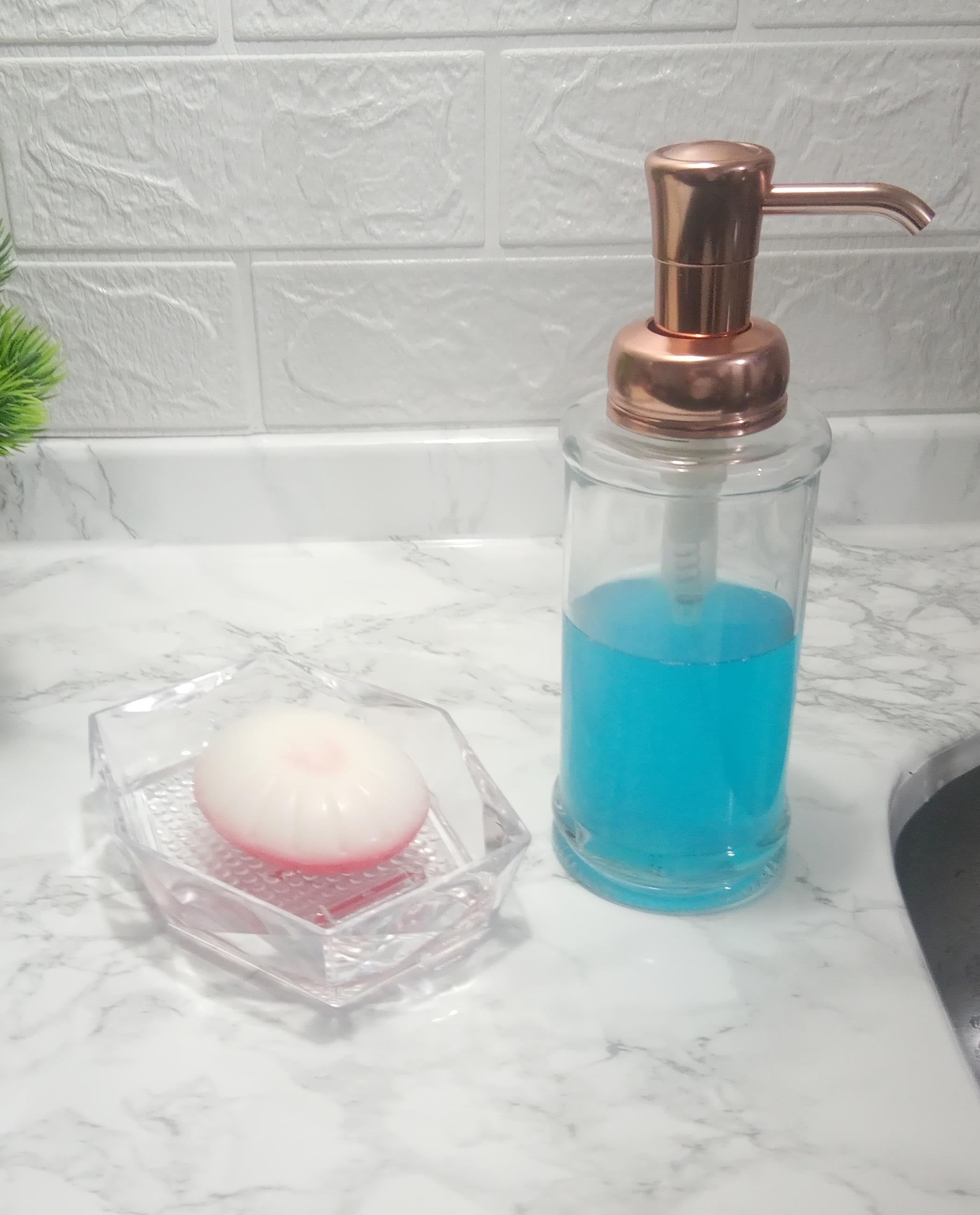 Cam Sıvı Sabunluk Ve Akrilik Sabunluk 2 Li Banyo Seti