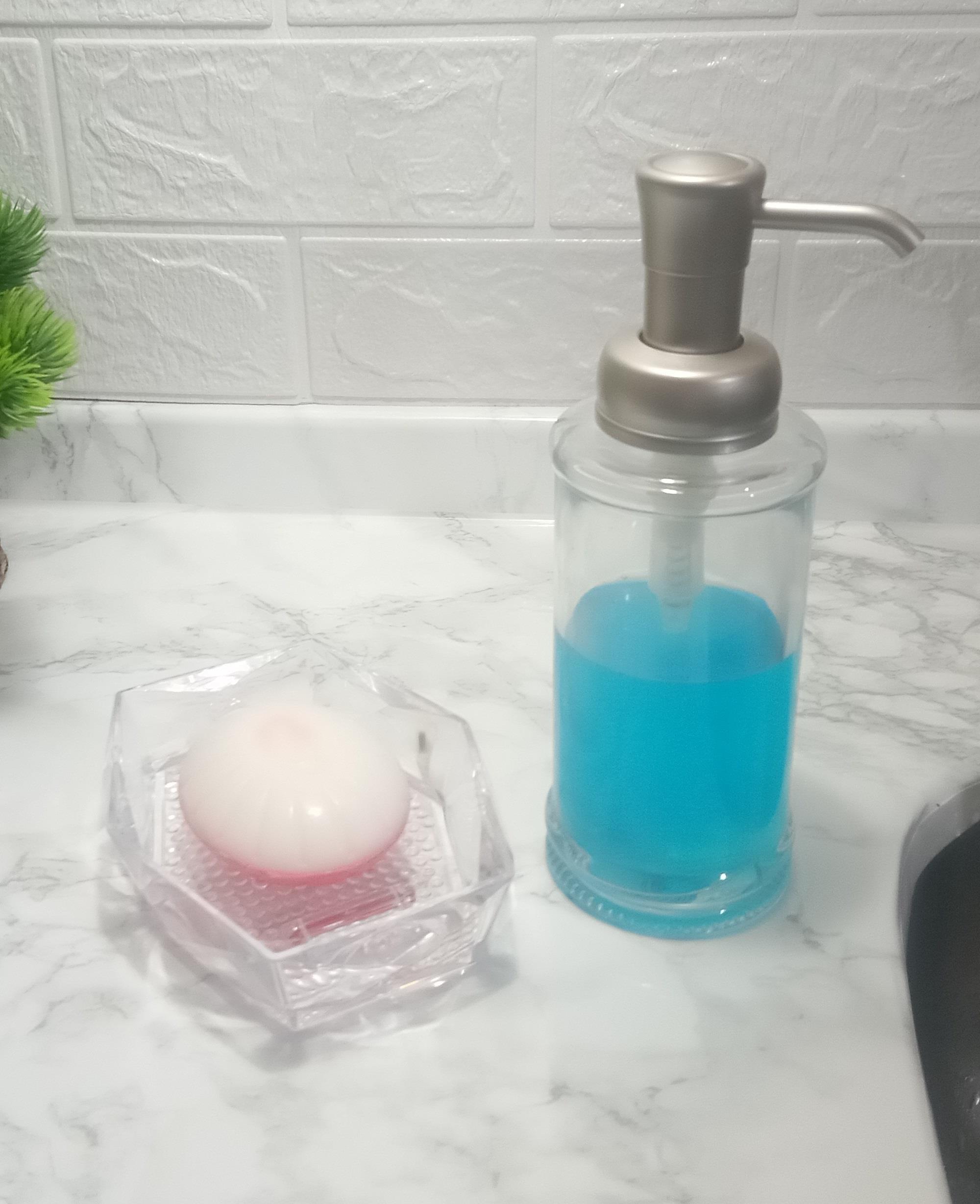 Cam Sıvı Sabunluk Ve Sabunluk 2 Li Banyo Seti