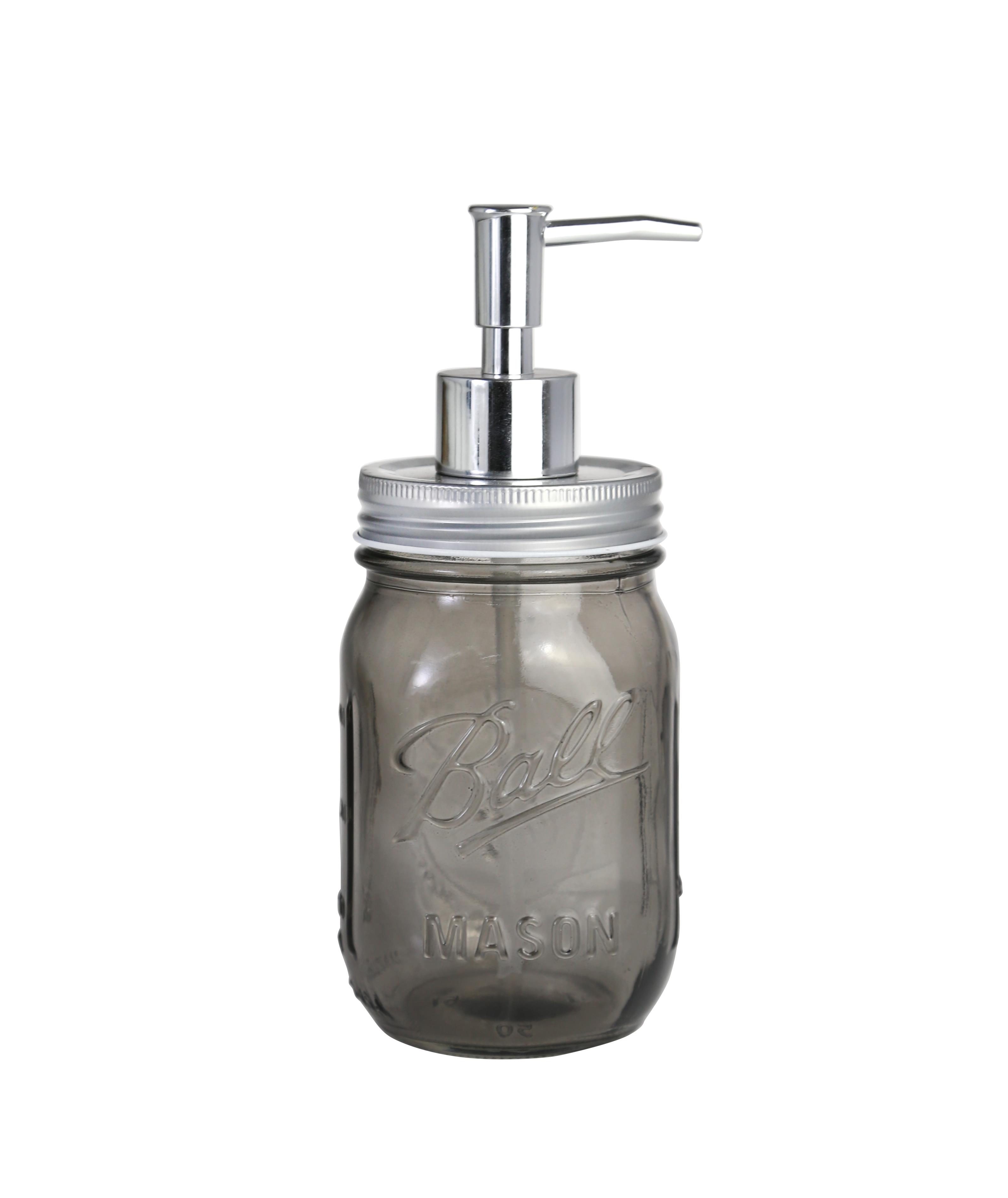 Cam Sıvı Sabunluk,Çiçek Desenli Gri 8X8X10Cm 420Ml