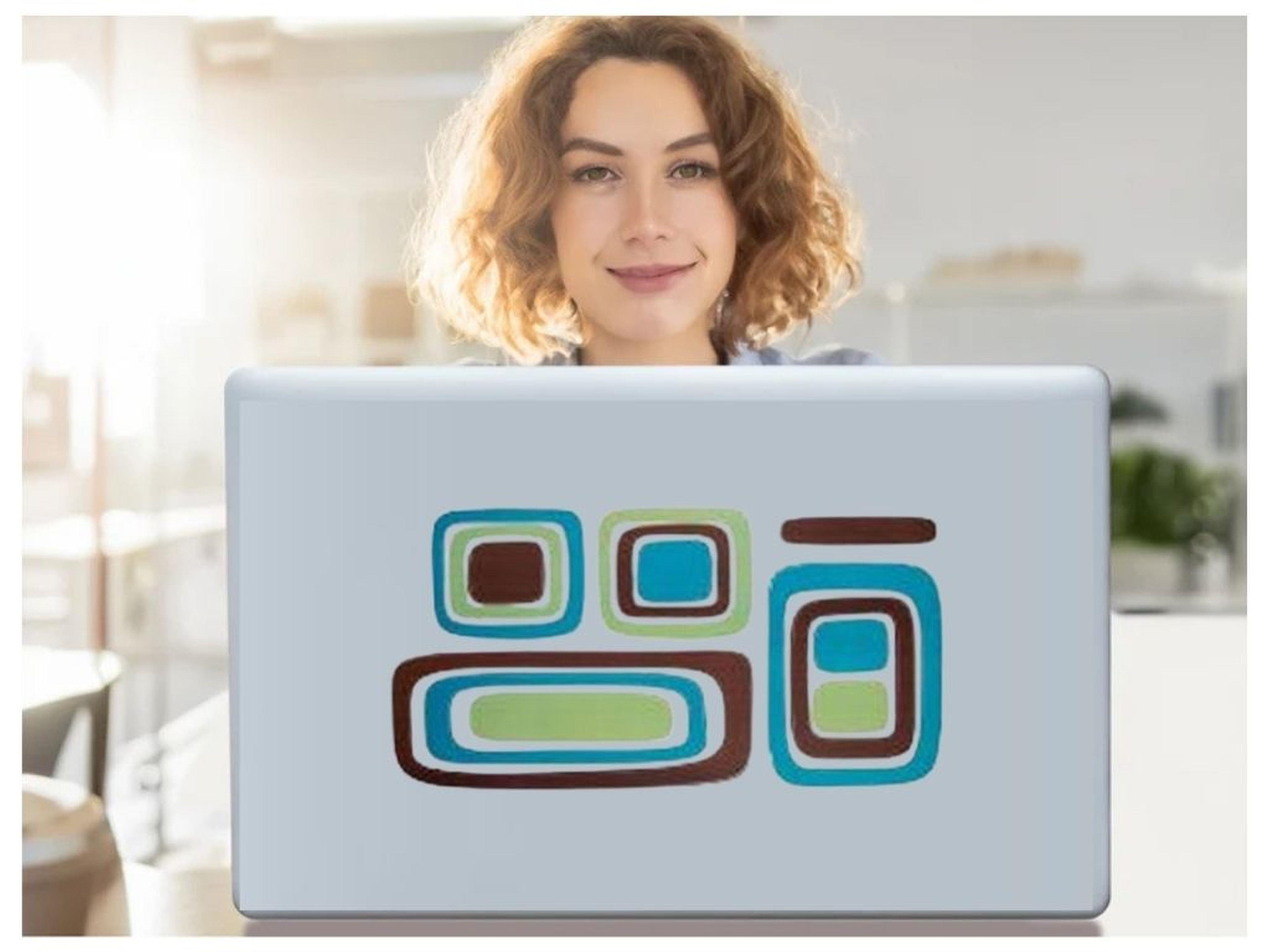 Defter Sticker,Laptop Sticker Kareli Mavi,Yeşil Desen Pvc 61X30X0,5Cm