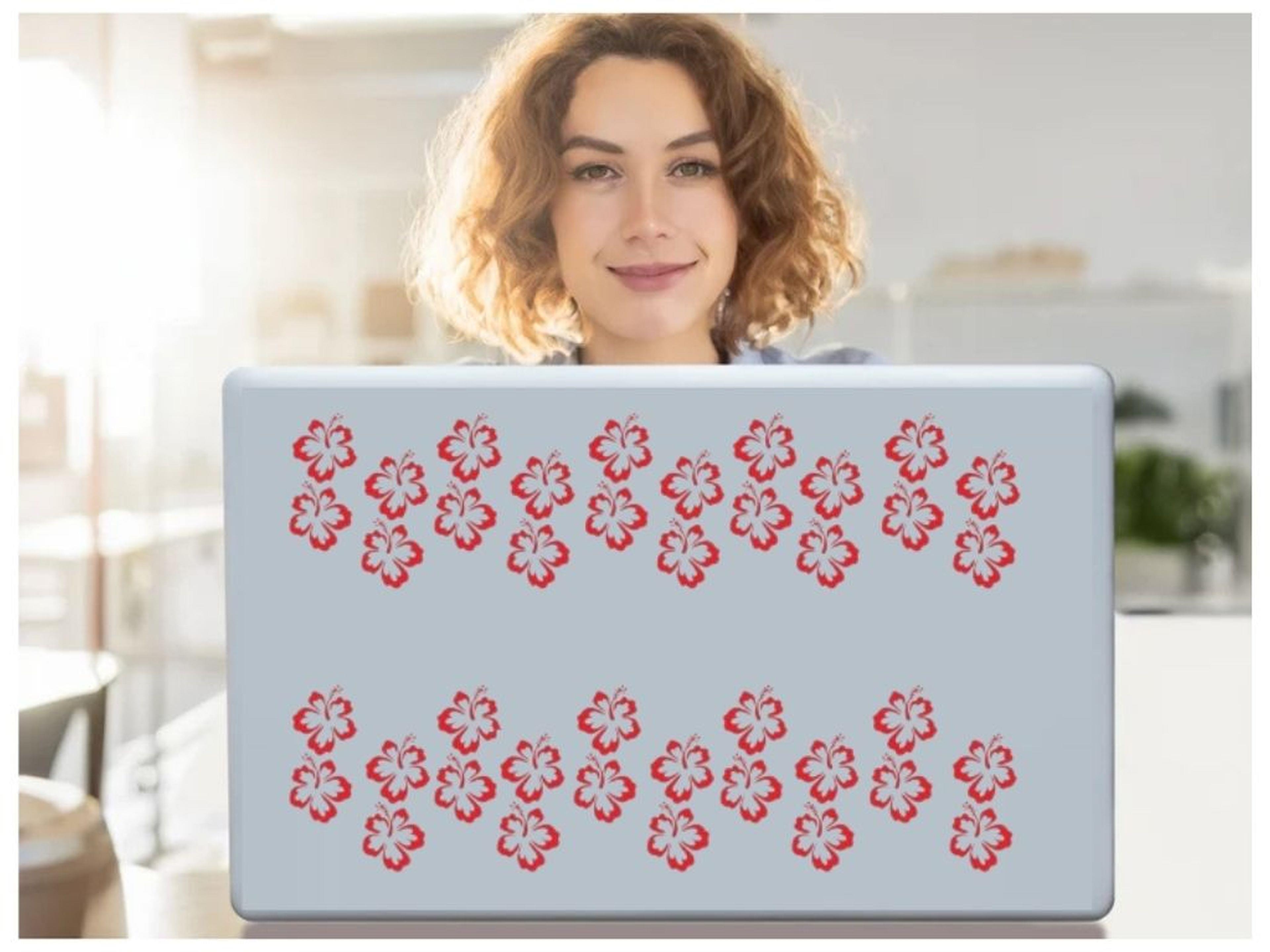 Defter Sticker,Laptop Sticker  Pembe Çiçekli Pvc 48X33X0,5Cm