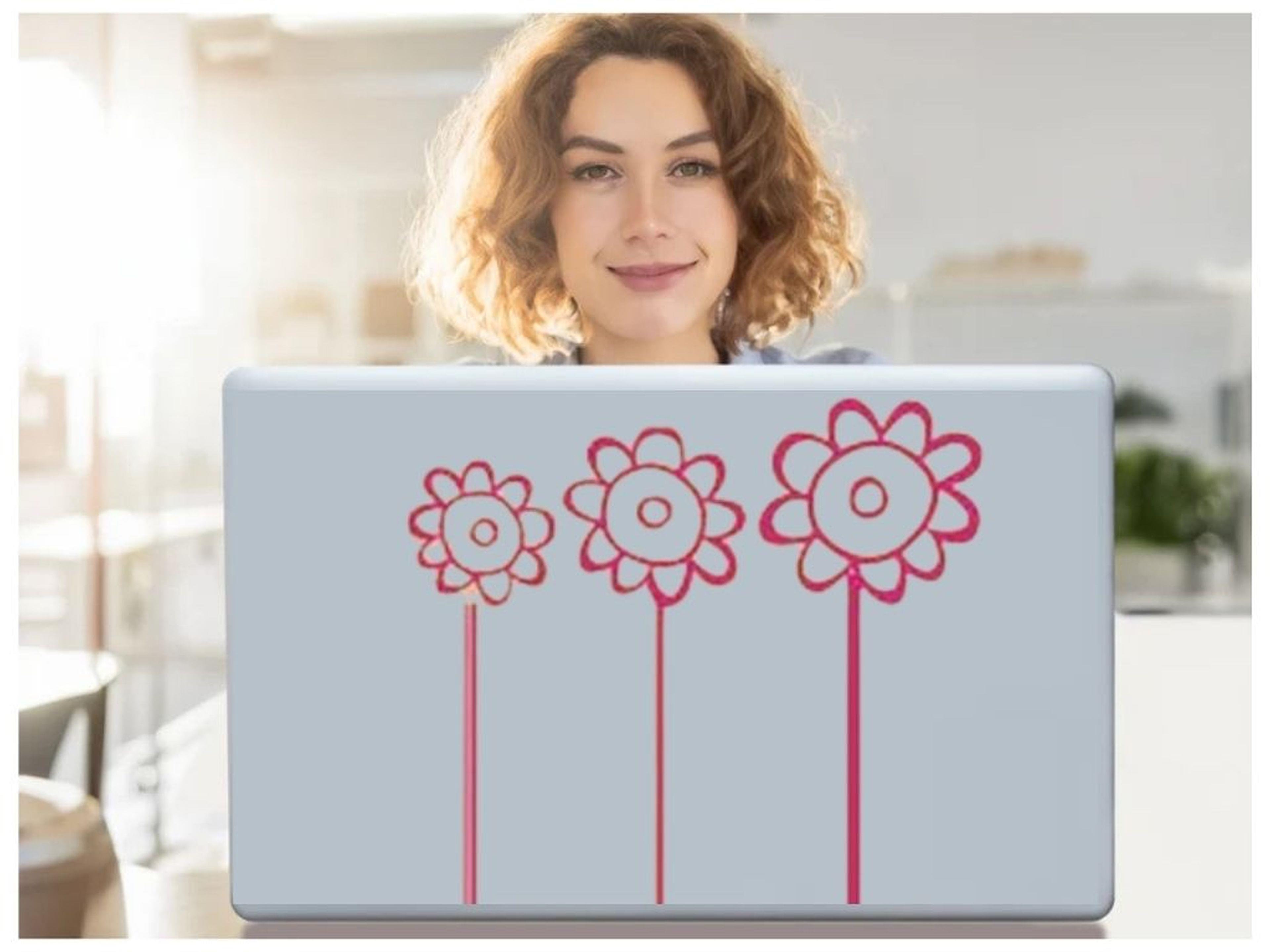 Defter Sticker,Laptop Sticker  Pembe Papatyalı Pvc 48X33X0,5Cm