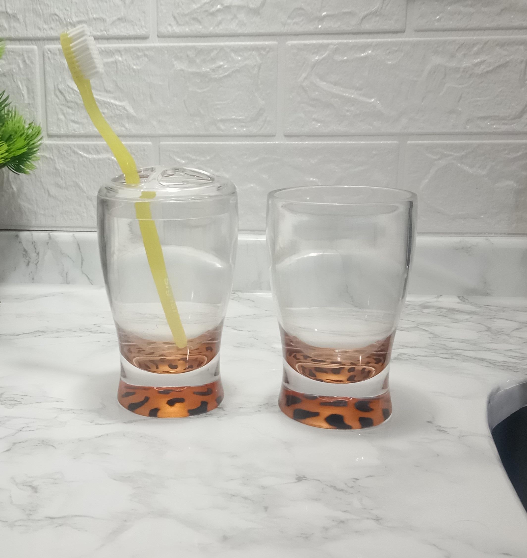 Diş Fırçalık Ve Macun Kabi 2 Li Banyo Seti,Leopar Akrilik