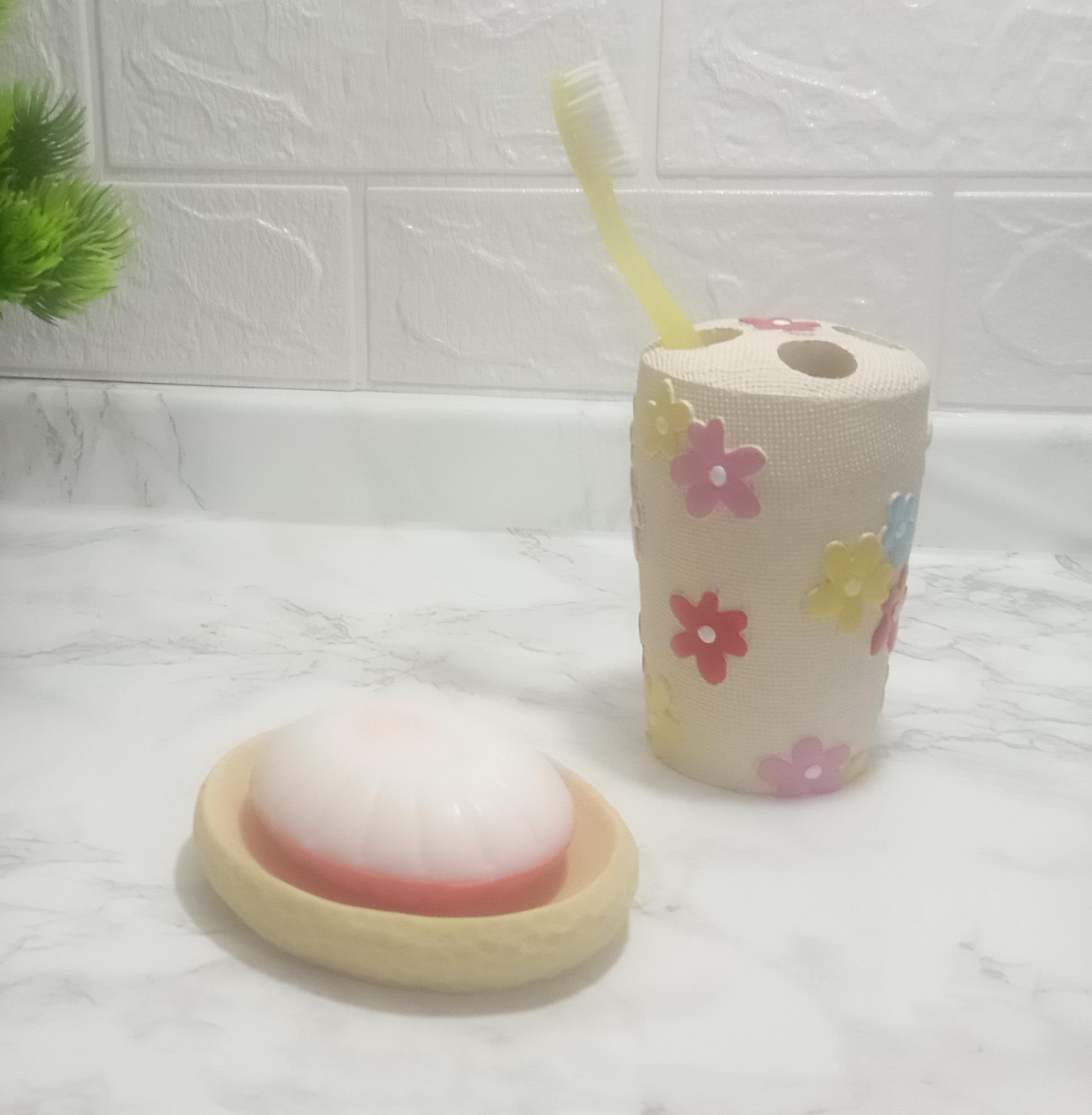 Diş Fırçalık Ve Sabunluk 2 Li Set,Renkli Çiçek