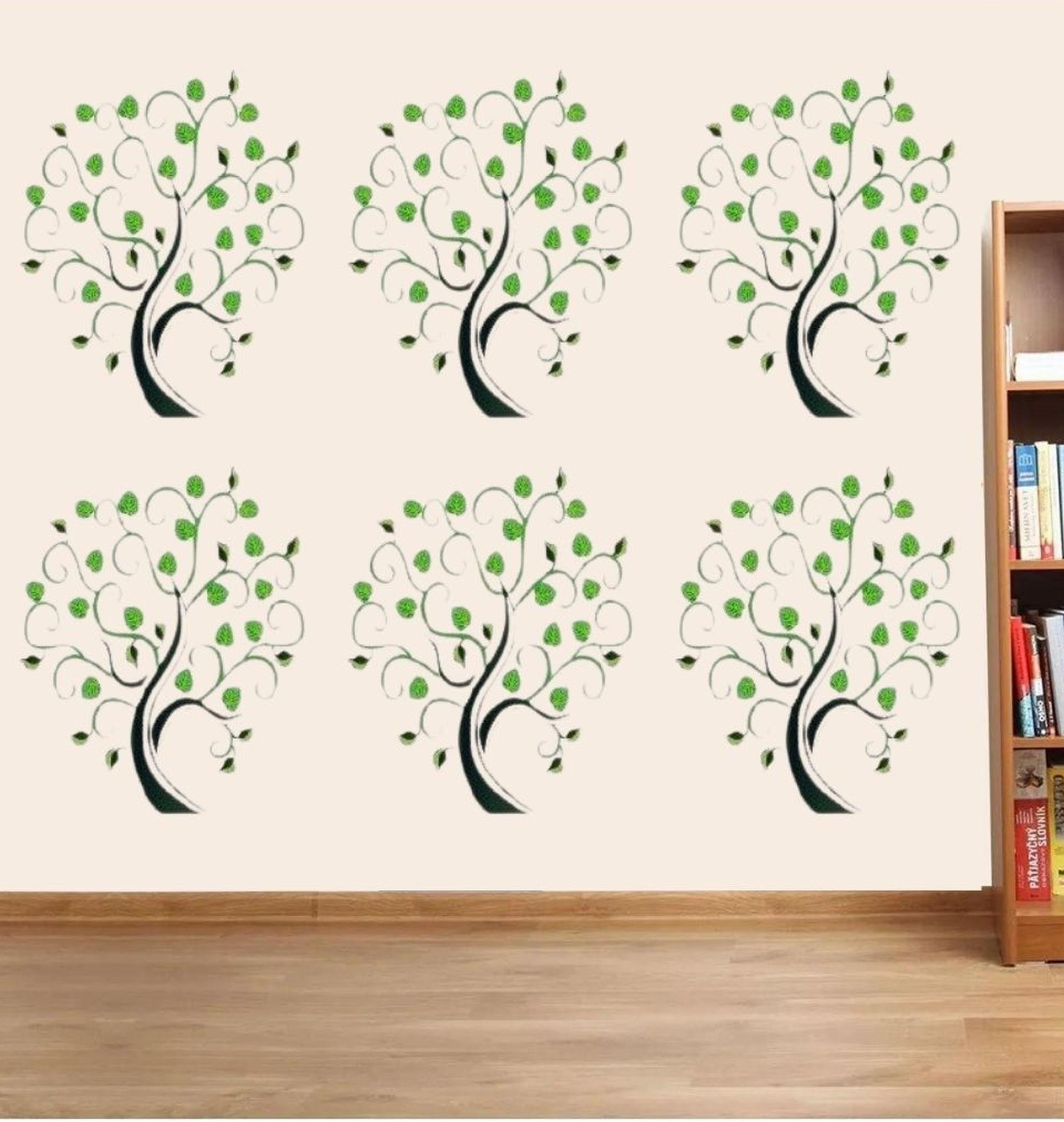 Duvar Süsü (Sticker) 2 Adet Ağaçlı Şeffaf Filmli Pvc 70x50x0,5cm