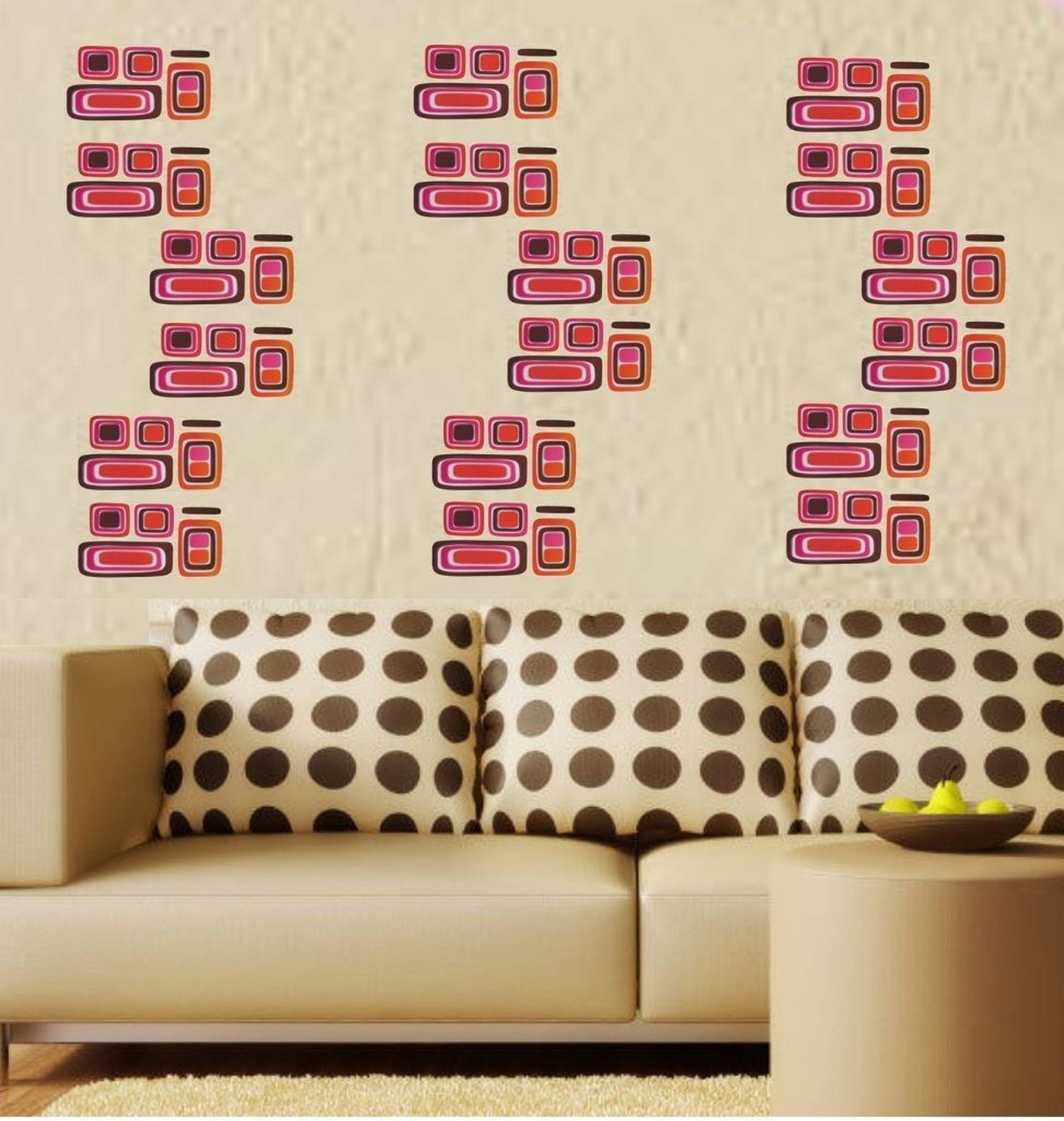 Duvar Süsü (Sticker) 2 Adet Kareli Desen Pvc 61x30x0,5cm