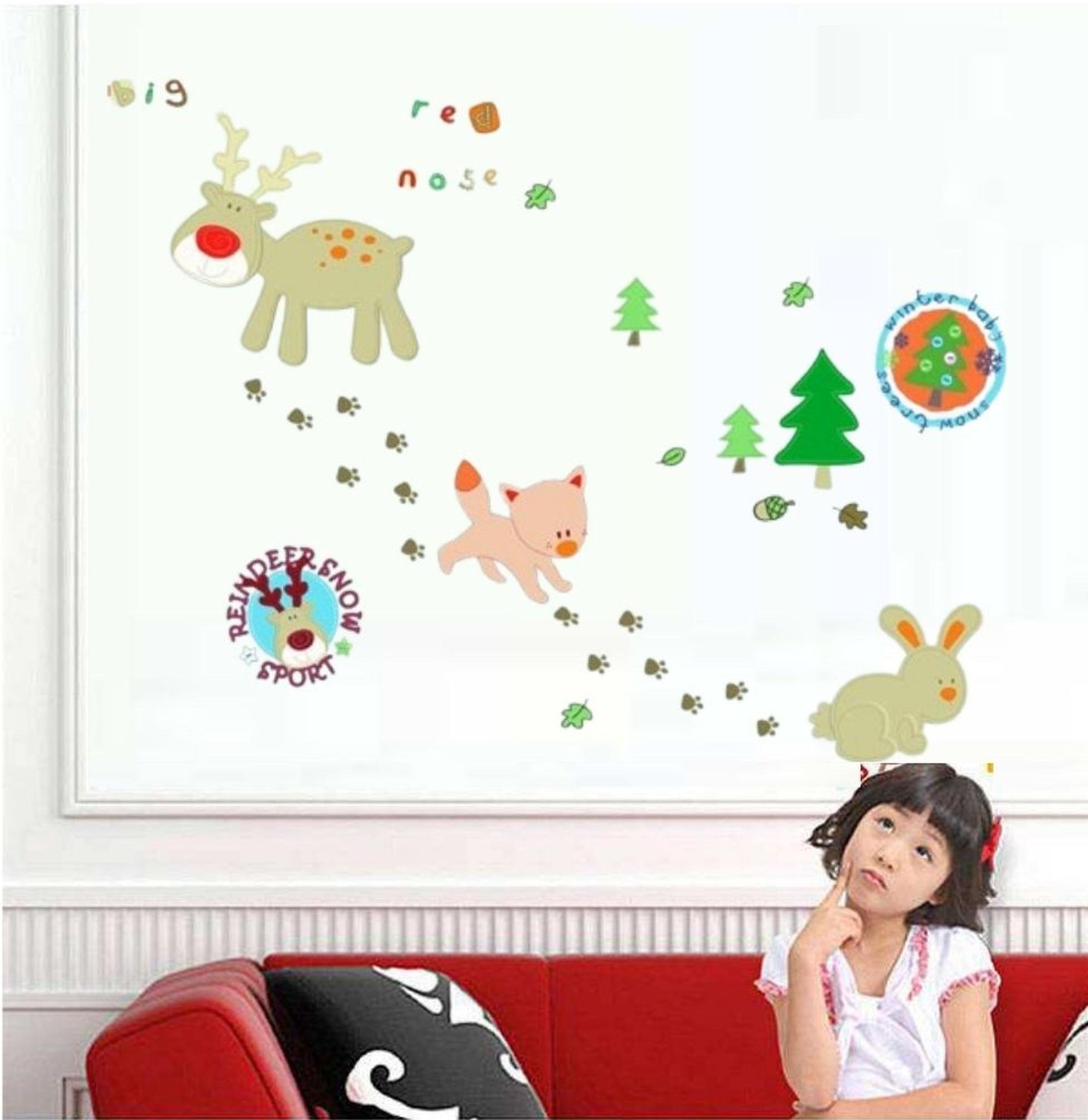 Duvar Süsü (Sticker) 2 Adet Ormanlı Desenli Pvc 48x33x0,5cm