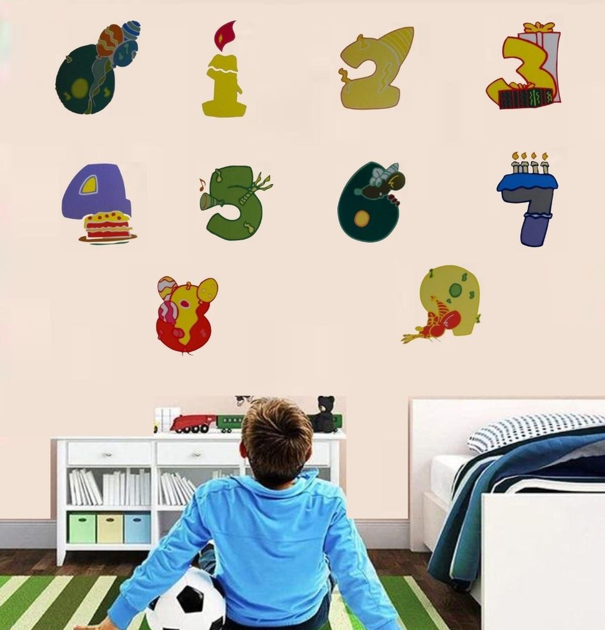 Duvar Süsü (Sticker) 2 Adet Renkli Rakamlı Pvc 48x33x0,5cm