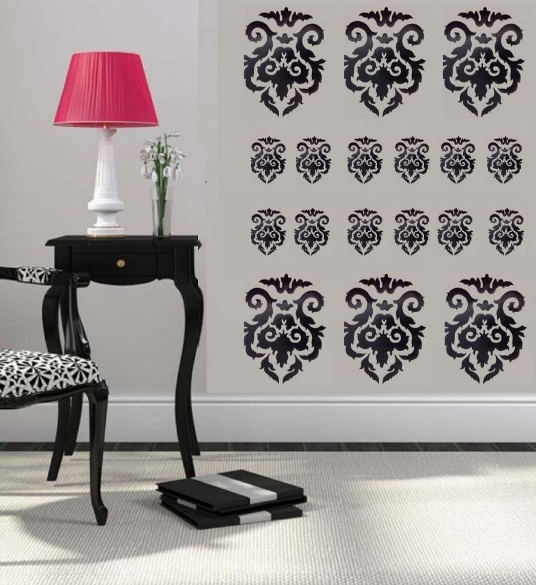 Duvar Süsü (Sticker) 2 Adet Siyah Çiçekli Şeffaf Filmli Pvc 48x33x0,5cm