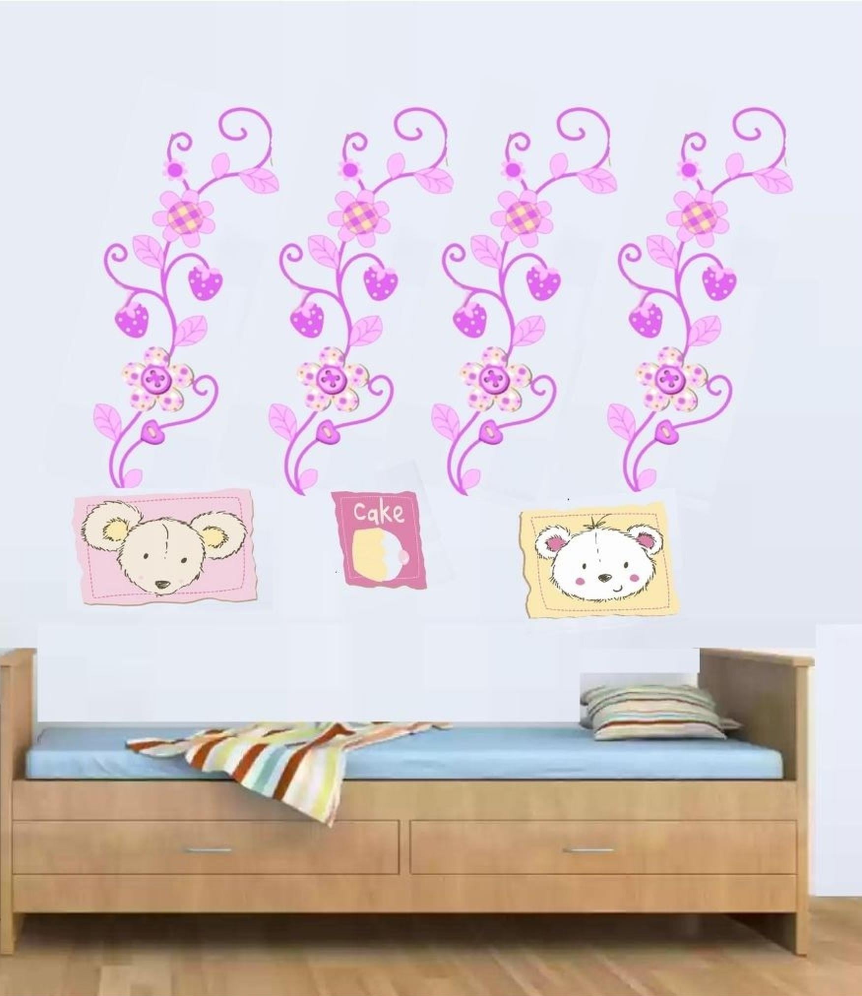 Duvar Süsü (Sticker) Çiçekli Ağaç Desenli Pvc 70x50x0,5cm