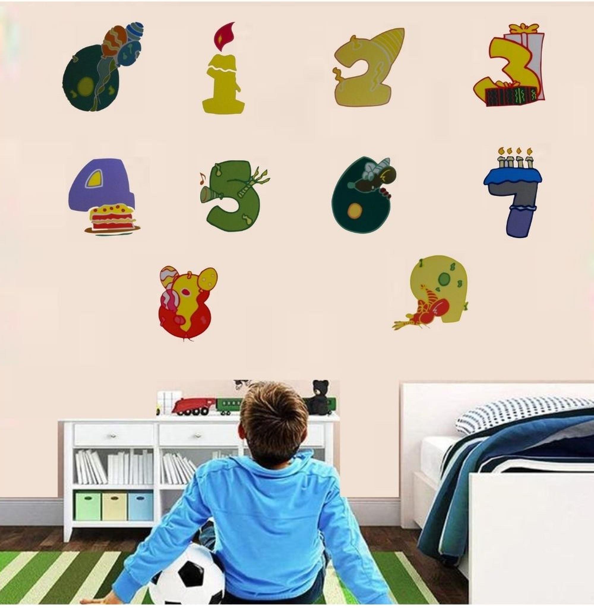 Duvar Süsü (Sticker) Renkli Rakamlı Pvc 48x33x0,5cm