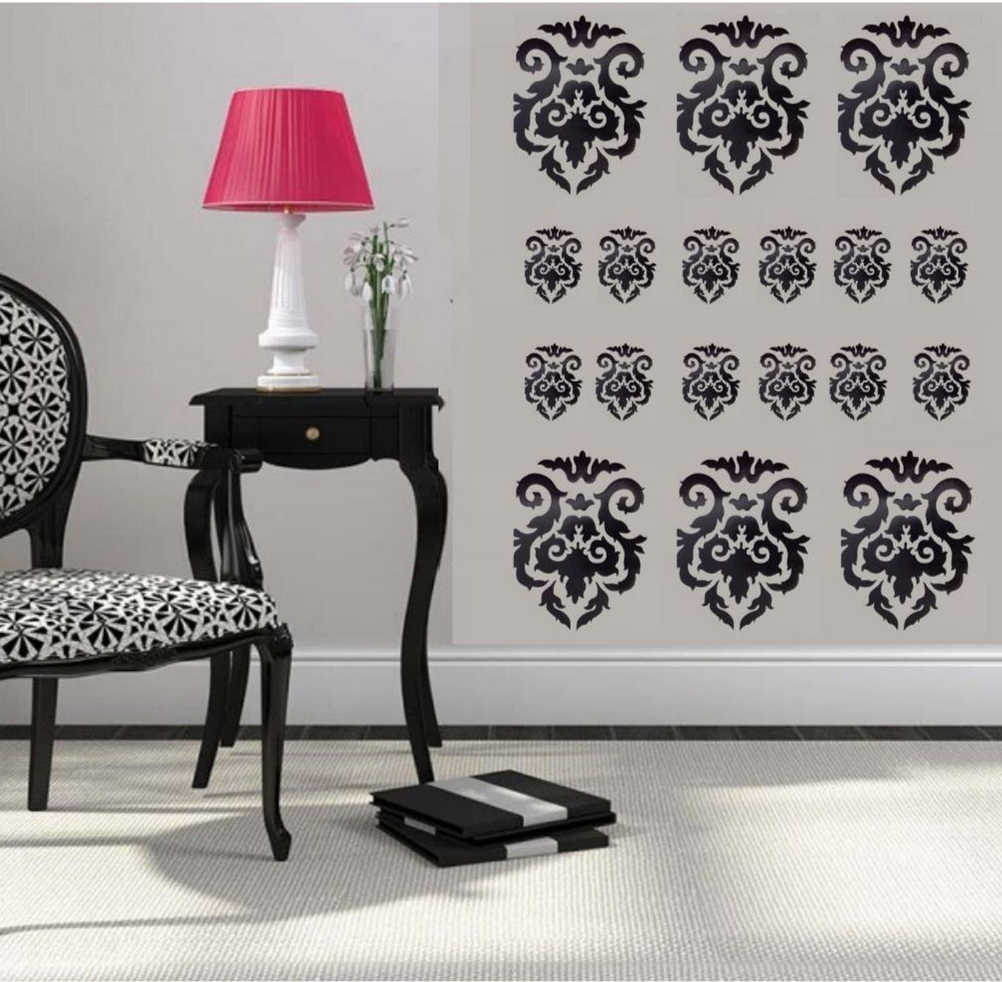 Duvar Süsü (Sticker) Siyah Çiçekli Şeffaf Filmli Pvc 48x33x0,5cm