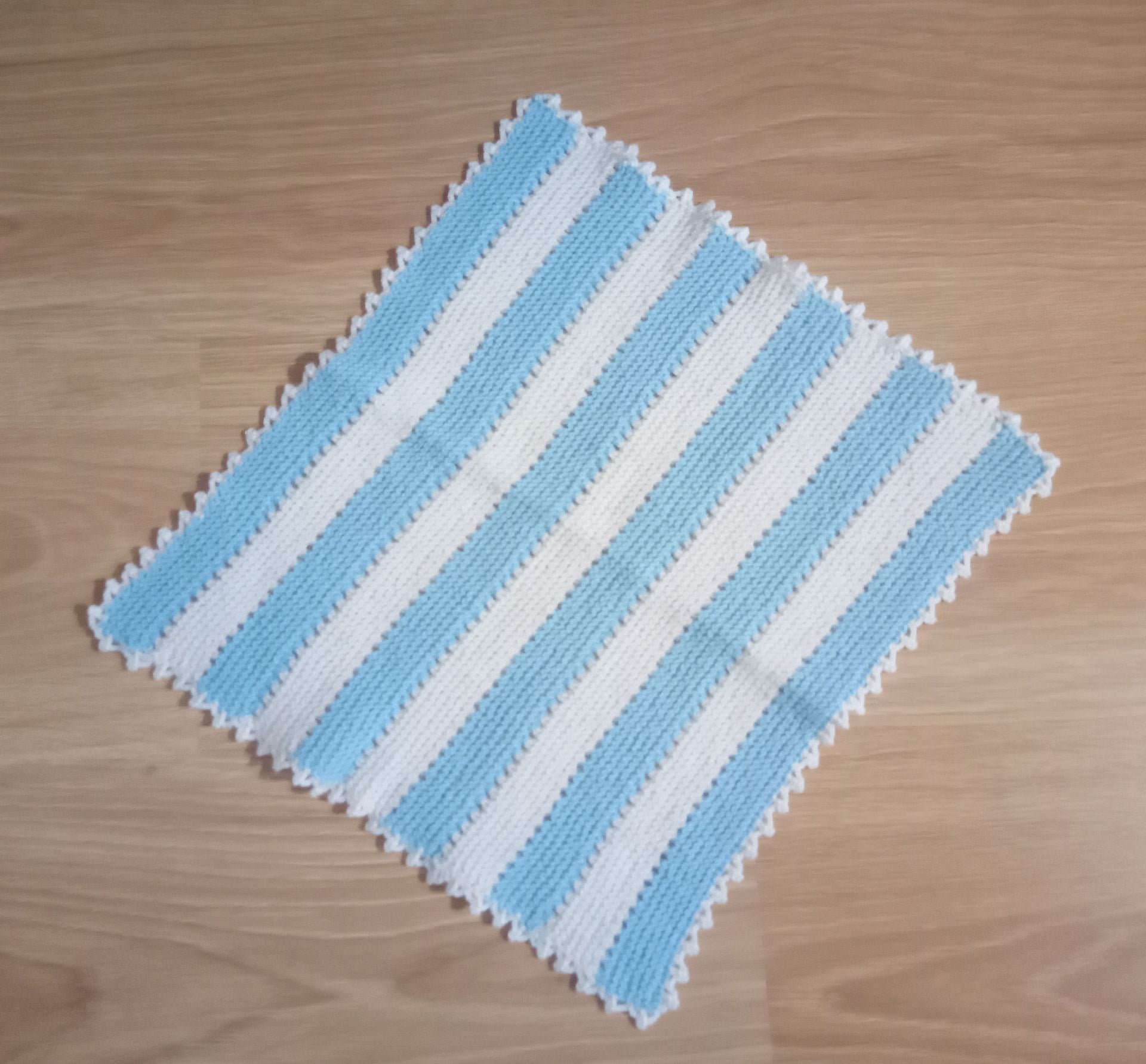 El İşi Pamuklu Banyo Lifi,El Örgüsü Mavi Beyaz Duş Lifi 32X30Cm