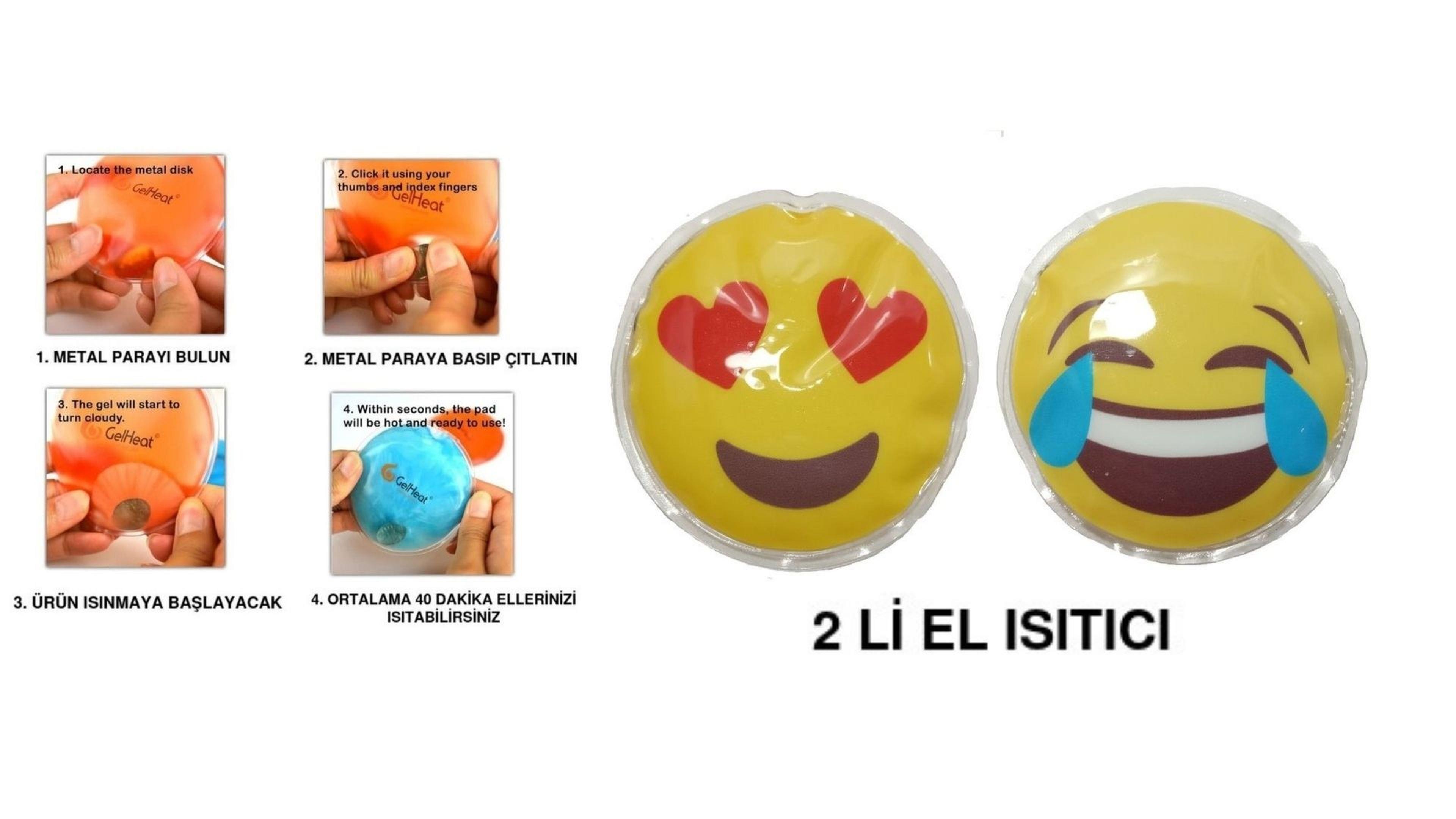 Emoji Cep Sobası,El Isıtıcı,2 Adet Sıcak Su Torbası Pvc  9Cm