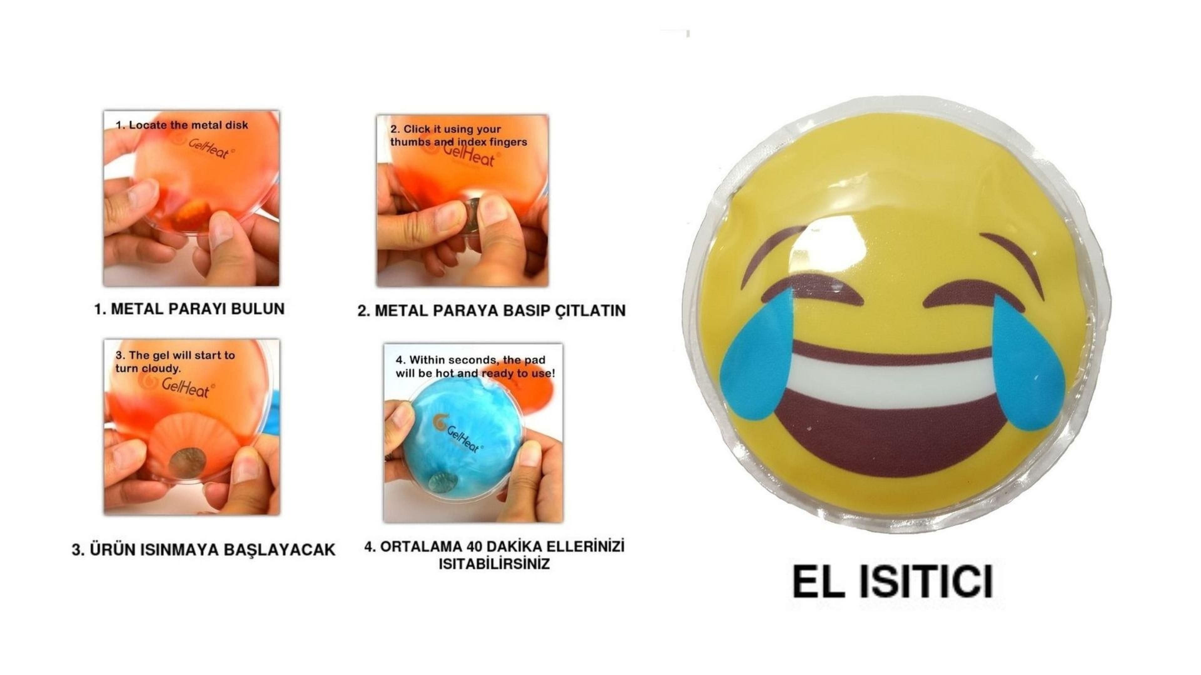 Gülen Emoji Cep Sobası El Isıtıcı,Sıcak Su Torbası Pvc  9Cm