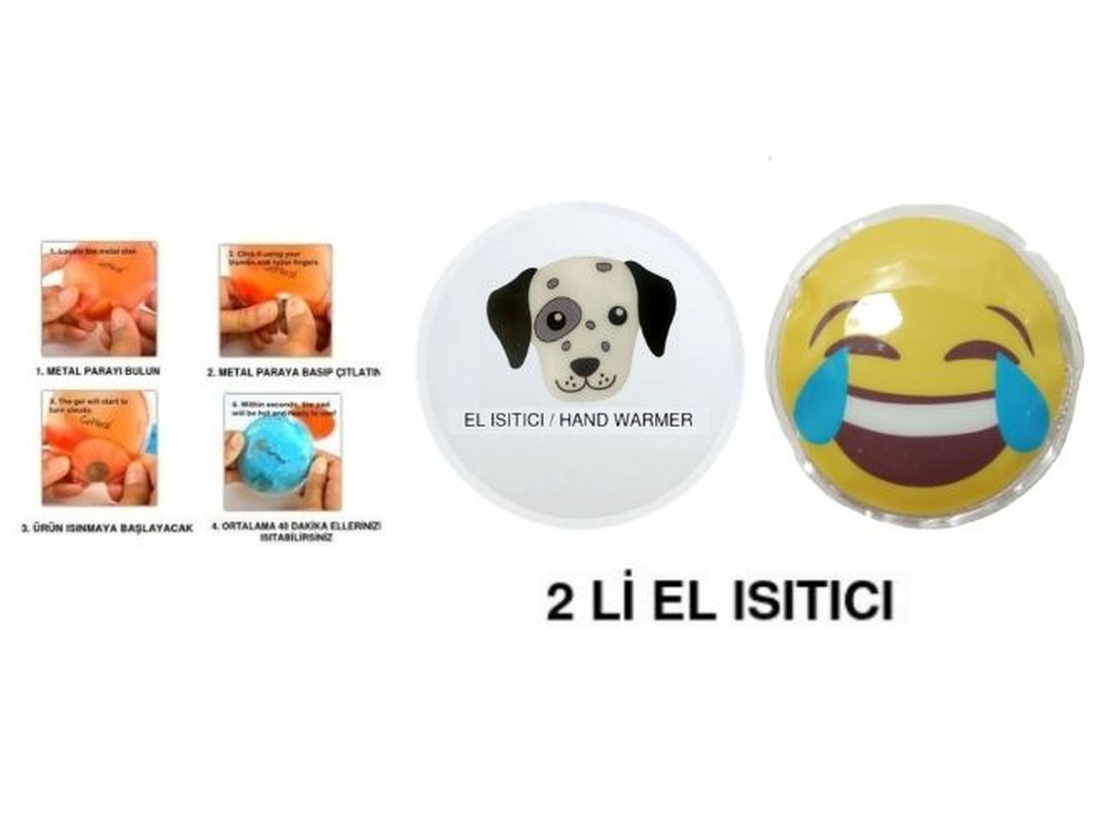 Gülen Emoji,Köpek Cep Sobası,El Isıtıcı,2 Adet Sıcak Su Torbası Pvc  9Cm