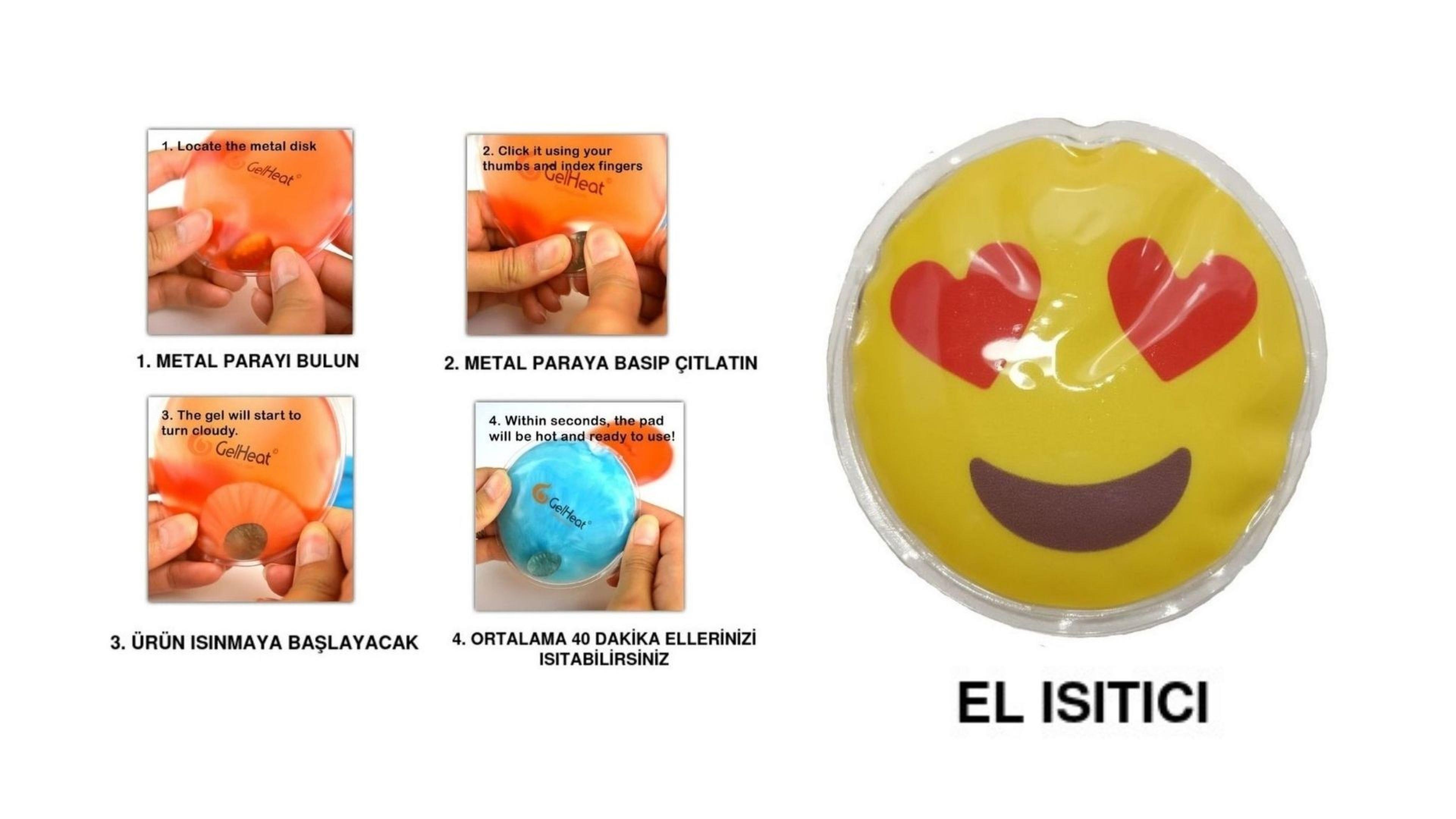 Kalp Emoji Cep Sobası El Isıtıcı,Sıcak Su Torbası Pvc  9Cm