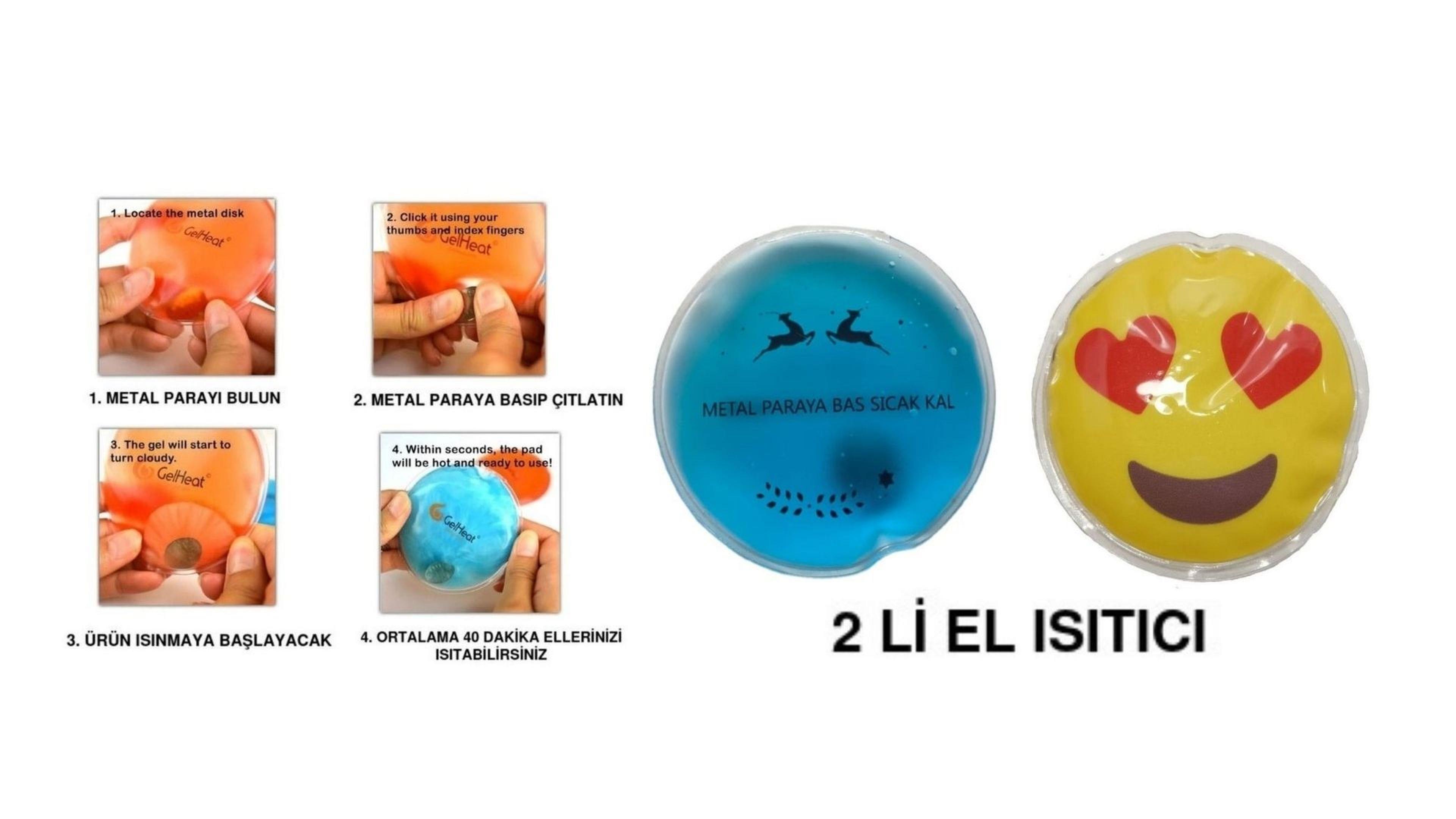Kalp Emoji Mavi Ceylan Cep Sobası,El Isıtıcı,2 Adet Sıcak Su Torbası Pvc  9Cm