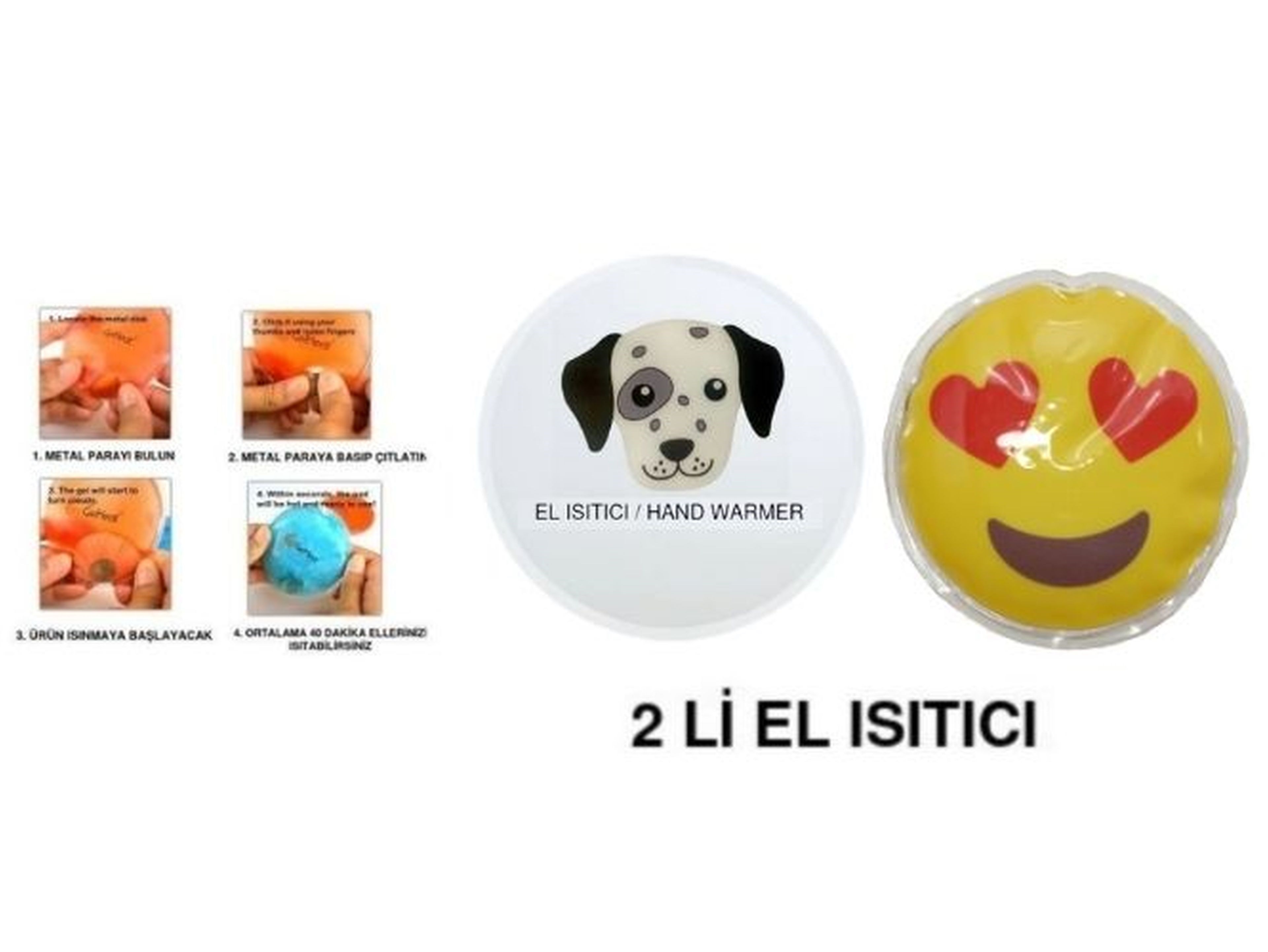 Kalp Emoji,Köpek Cep Sobası,El Isıtıcı,2 Adet Sıcak Su Torbası Pvc  9Cm