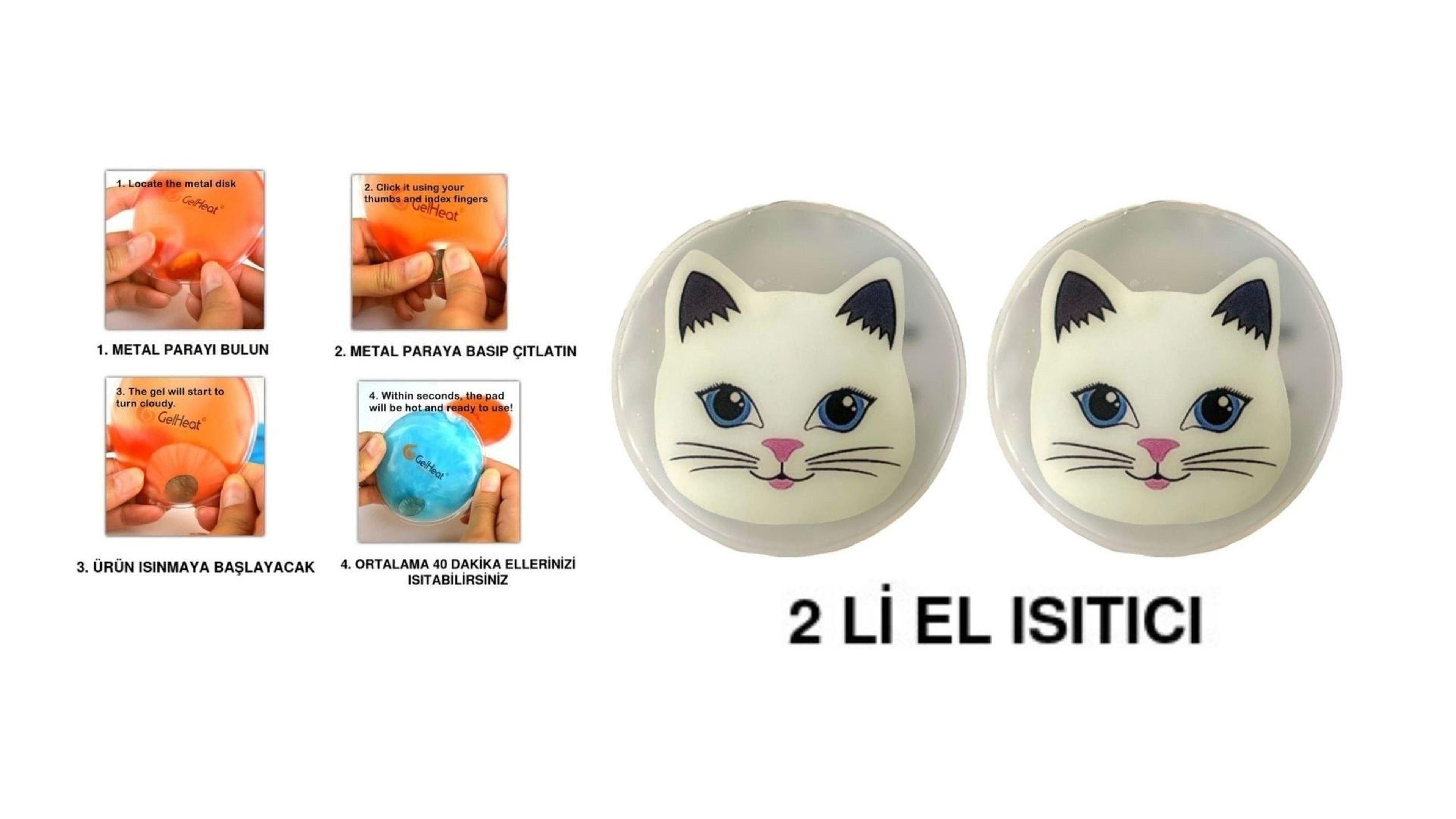 Kedi Cep Sobası,El Isıtıcı,2 Adet Sıcak Su Torbası Pvc  9Cm