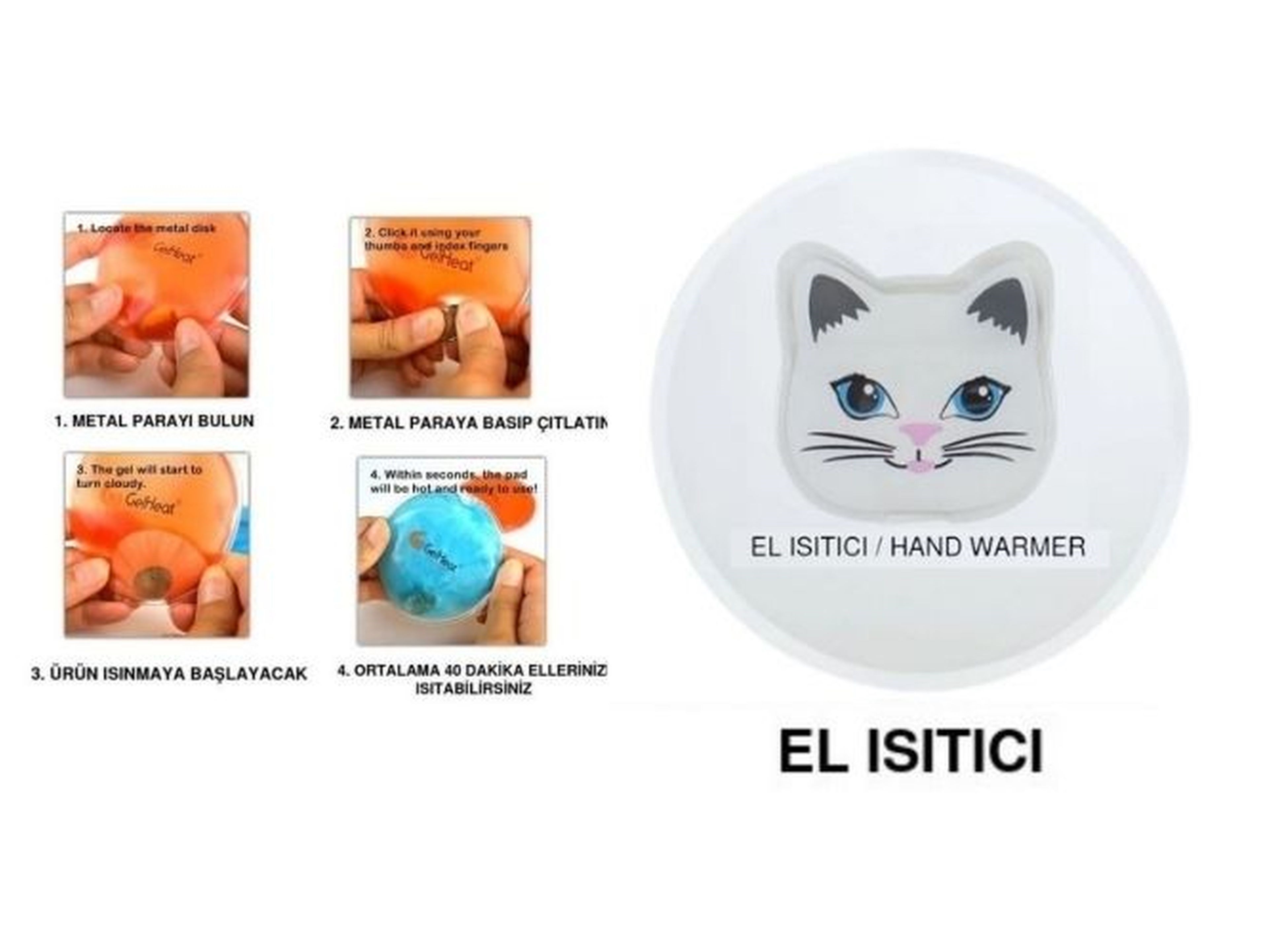 Kedi Cep Sobası,El Isıtıcı,Sıcak Su Torbası Pvc  9Cm