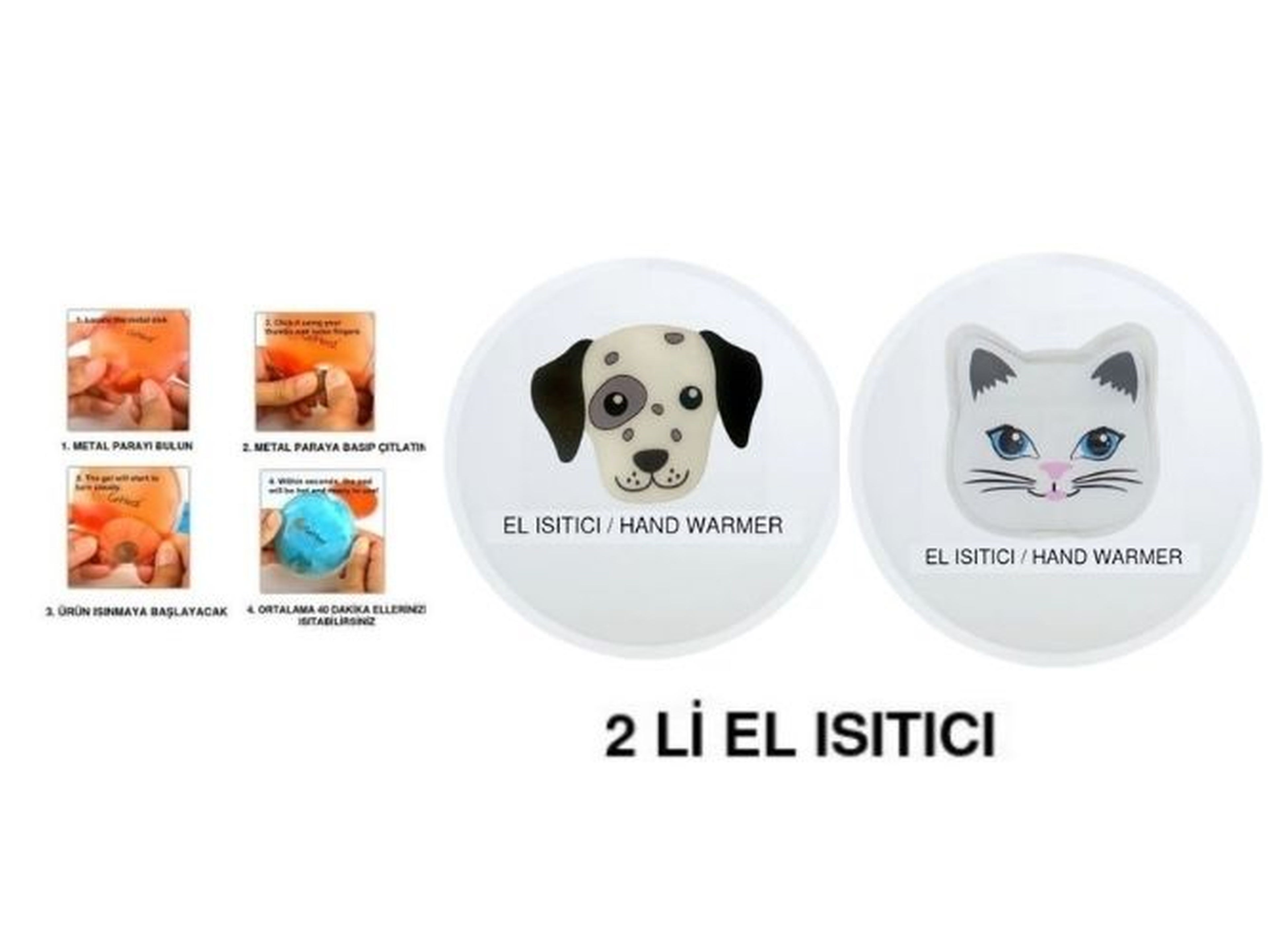 Kedi Ve Köpek Cep Sobası,El Isıtıcı,2 Adet Sıcak Su Torbası Pvc  9Cm
