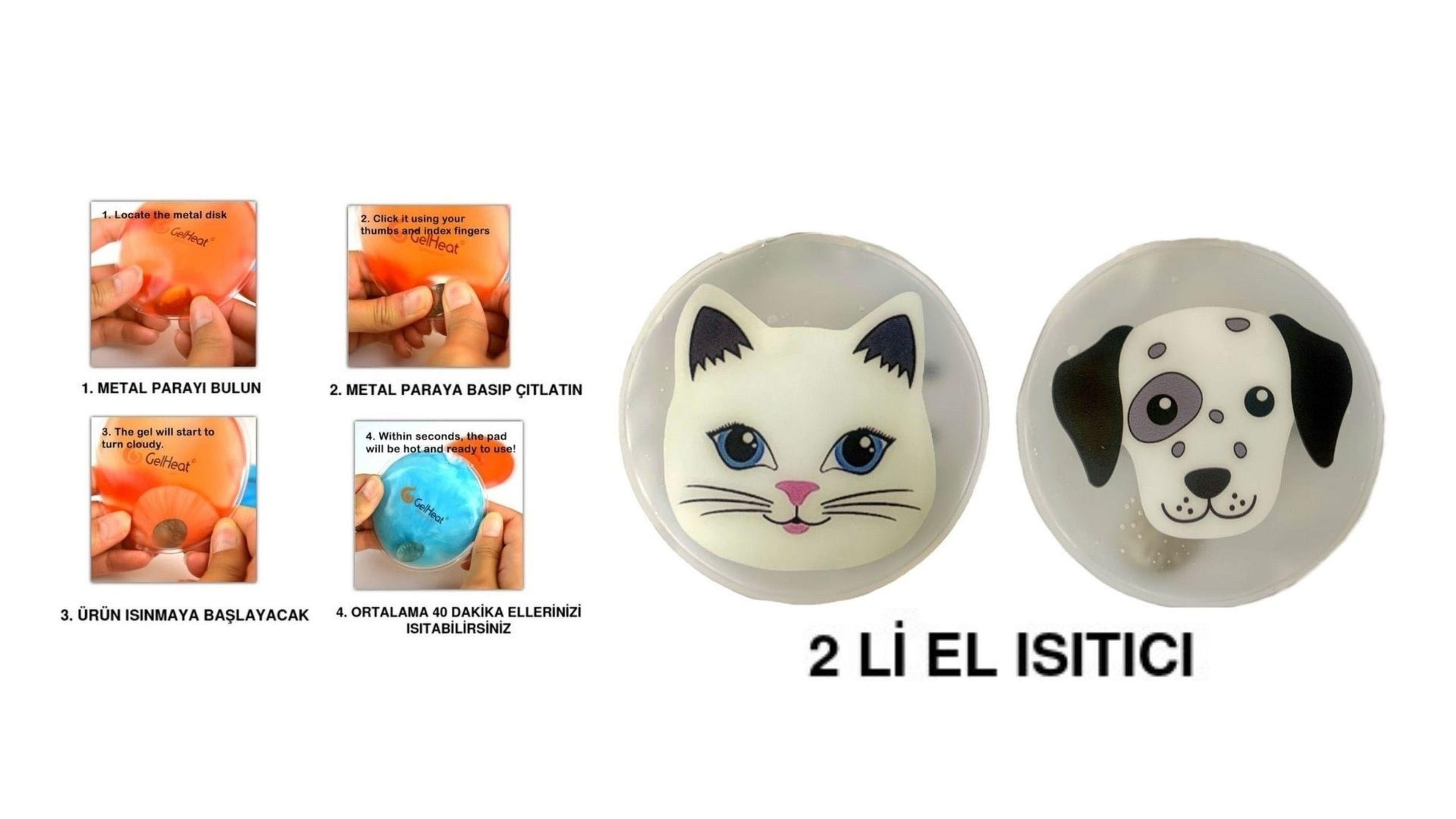 Kedi Ve Köpek Cep Sobası,El Isıtıcı,2 Adet Sıcak Su Torbası Pvc  9Cm