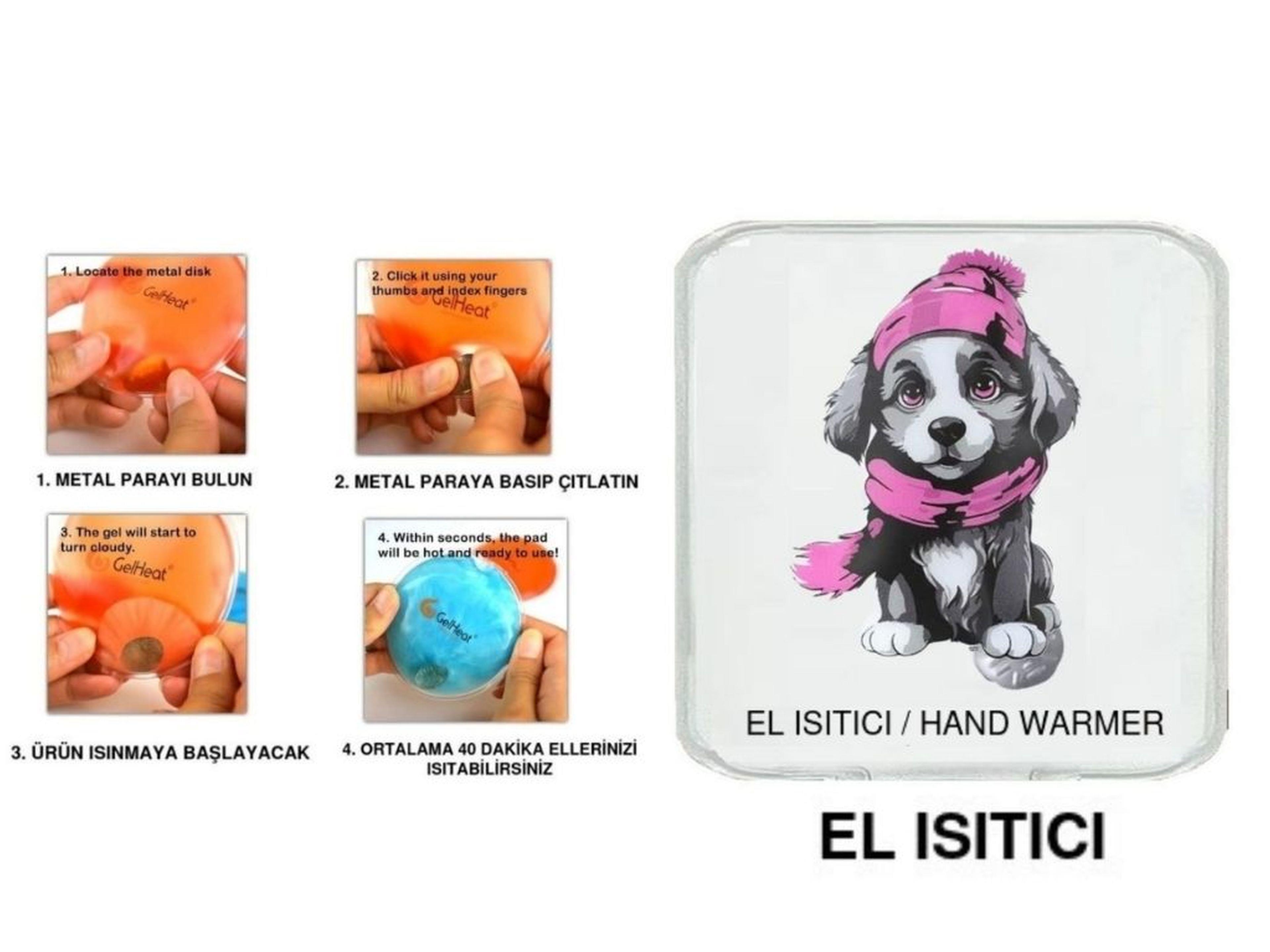 Kırmızı Bereli Köpek Cep Sobası,El Isıtıcı,Sıcak Su Torbası Pvc  10X9,5Cm