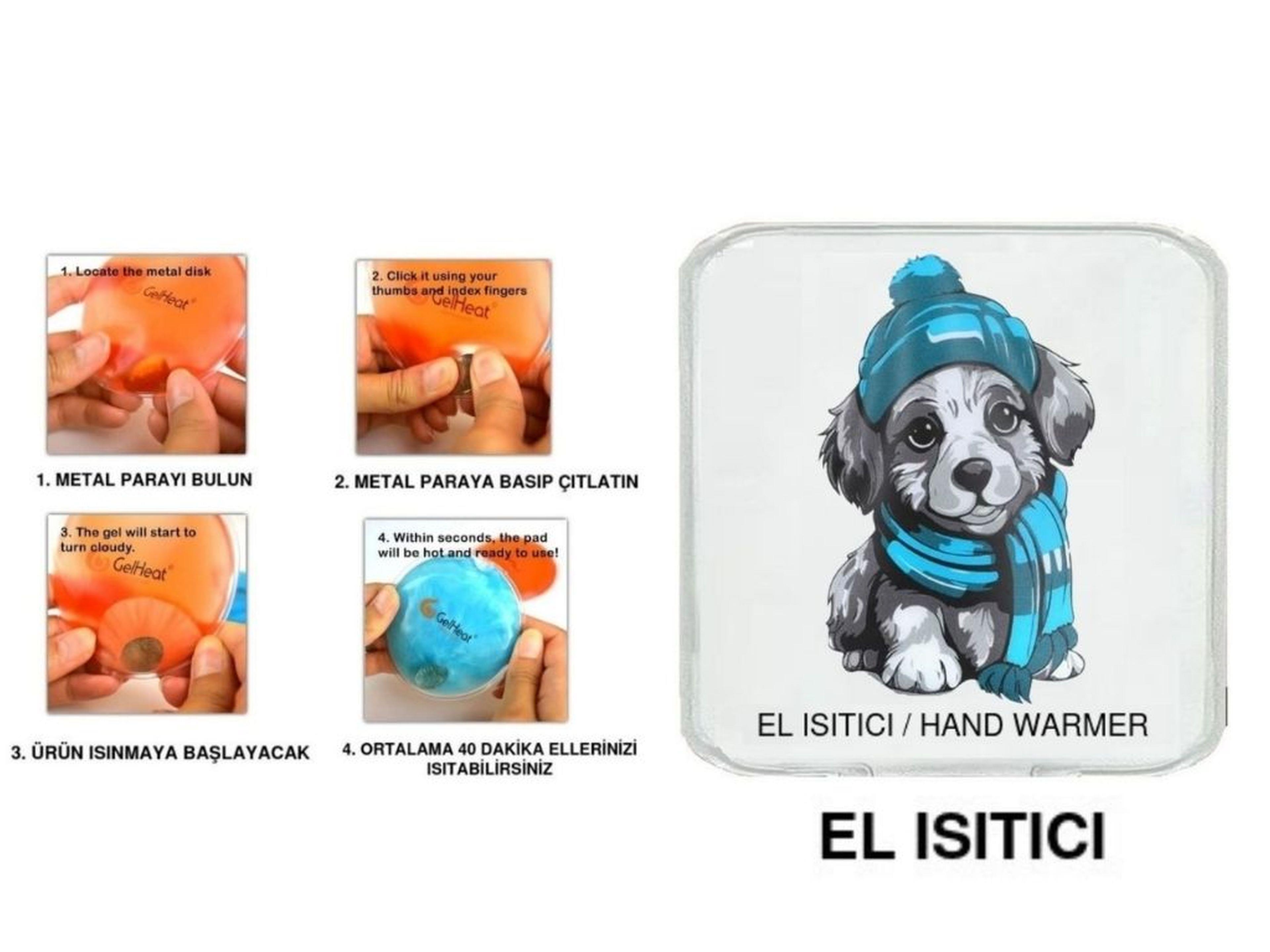 Mavi Bereli Köpek Cep Sobası,El Isıtıcı,Sıcak Su Torbası Pvc  10X9,5Cm