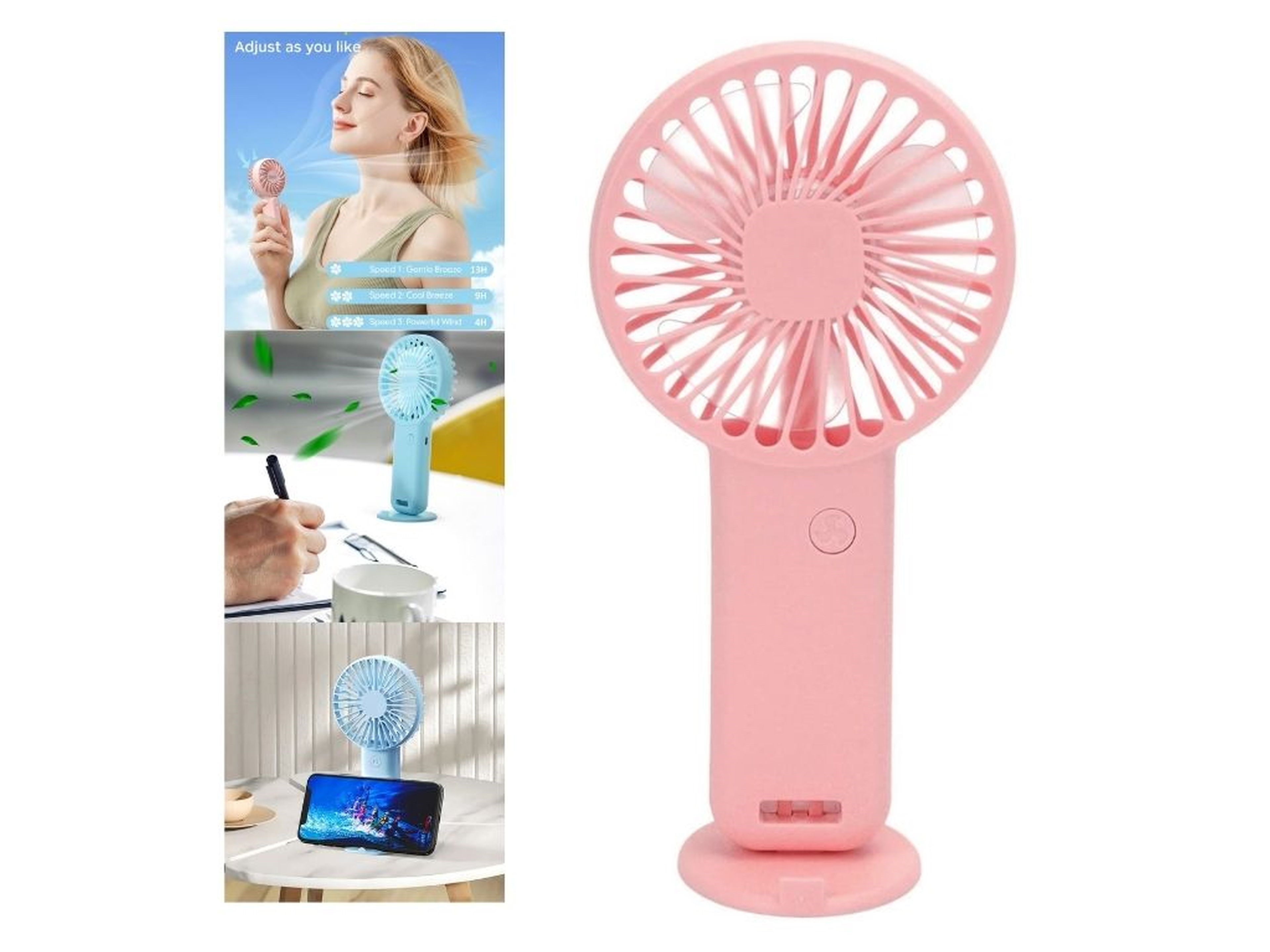 Mini Fan,Telefon Tutucu,Portatif El Vantilatörü Pembe  9,3X19Cm Usb Şarjlı El Fanı