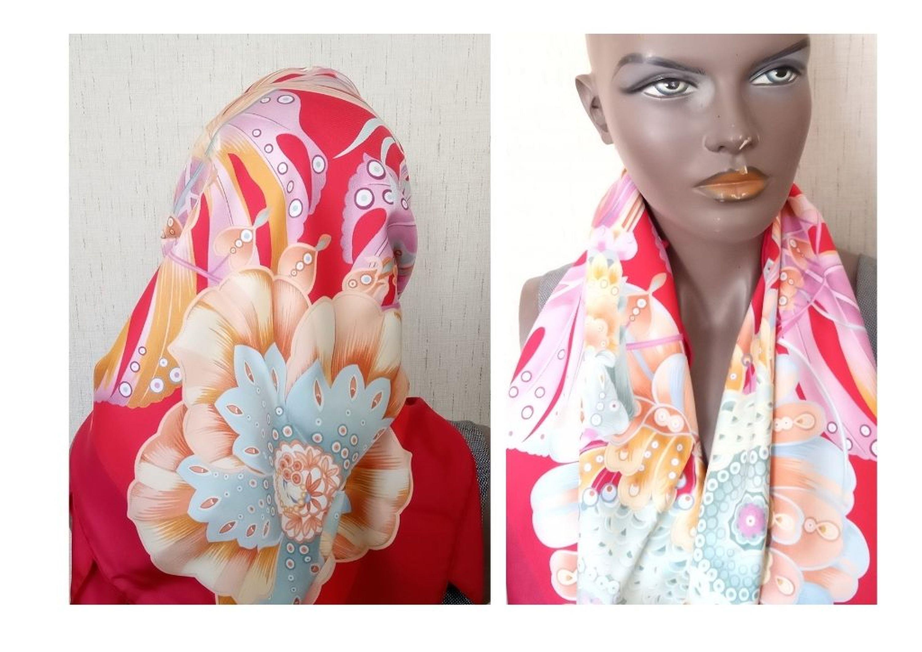 Orjinal İtalyan Salvatore Ferragamo Marka İpek Eşarp,Fular,Şal 86X88Cm