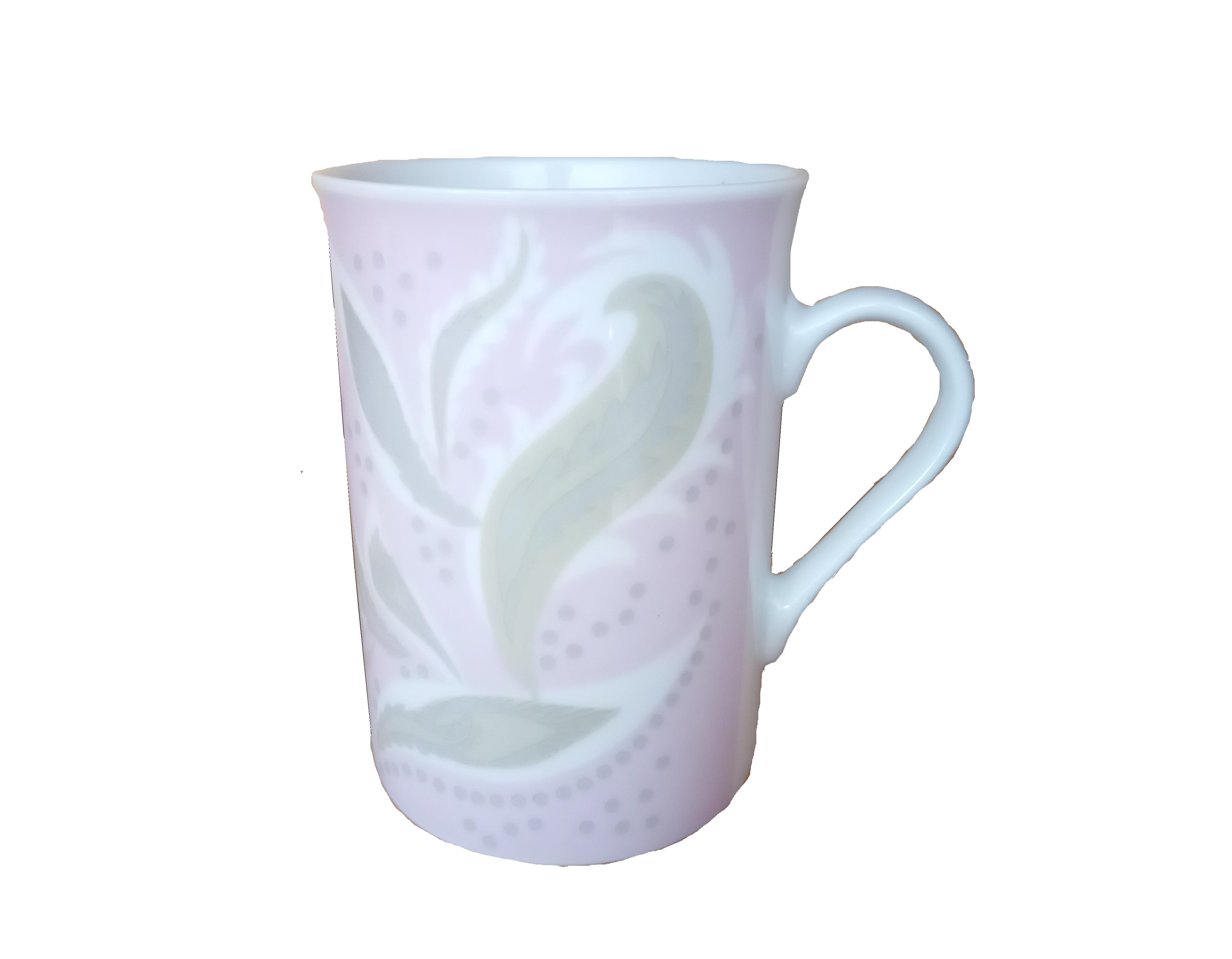 Porselen Kupa,Bardak Yapraklı Pembe 7,5X7,5X10,2Cm