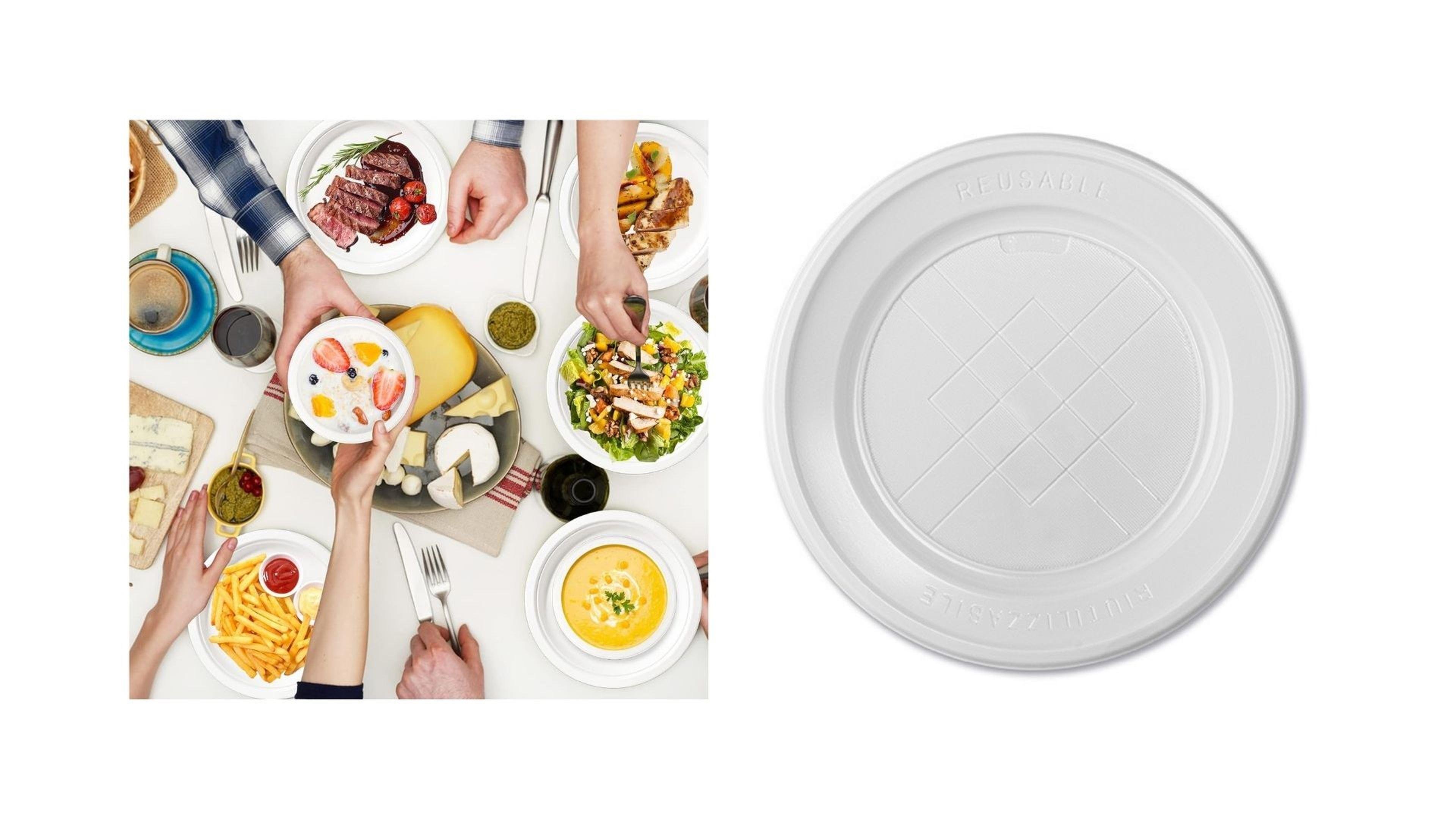 Pvc Tabak Set 36 Adet,Kullan At 20,5Cm Parti,Düğün Yemek Takımı